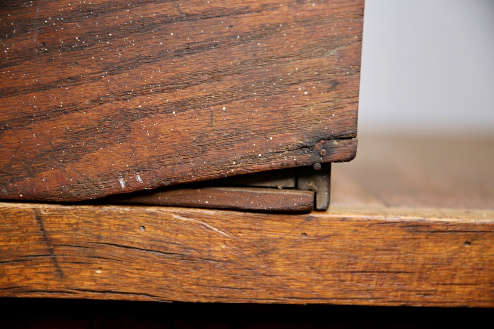 Vintage apothecary wood Cabinet antique counter flap door safe lock no key oak