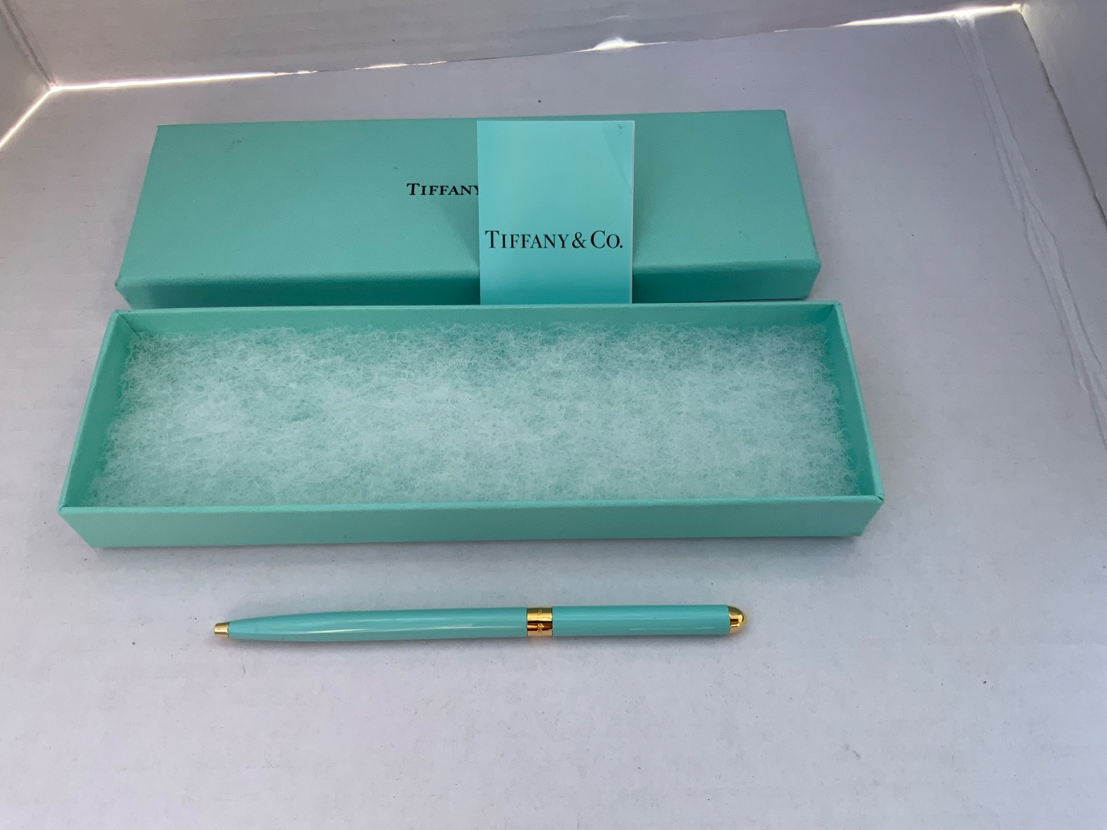 Tiffany & Co. Gold Plated & Blue Lacquer Enamel Ballpoint Pen -New in Box