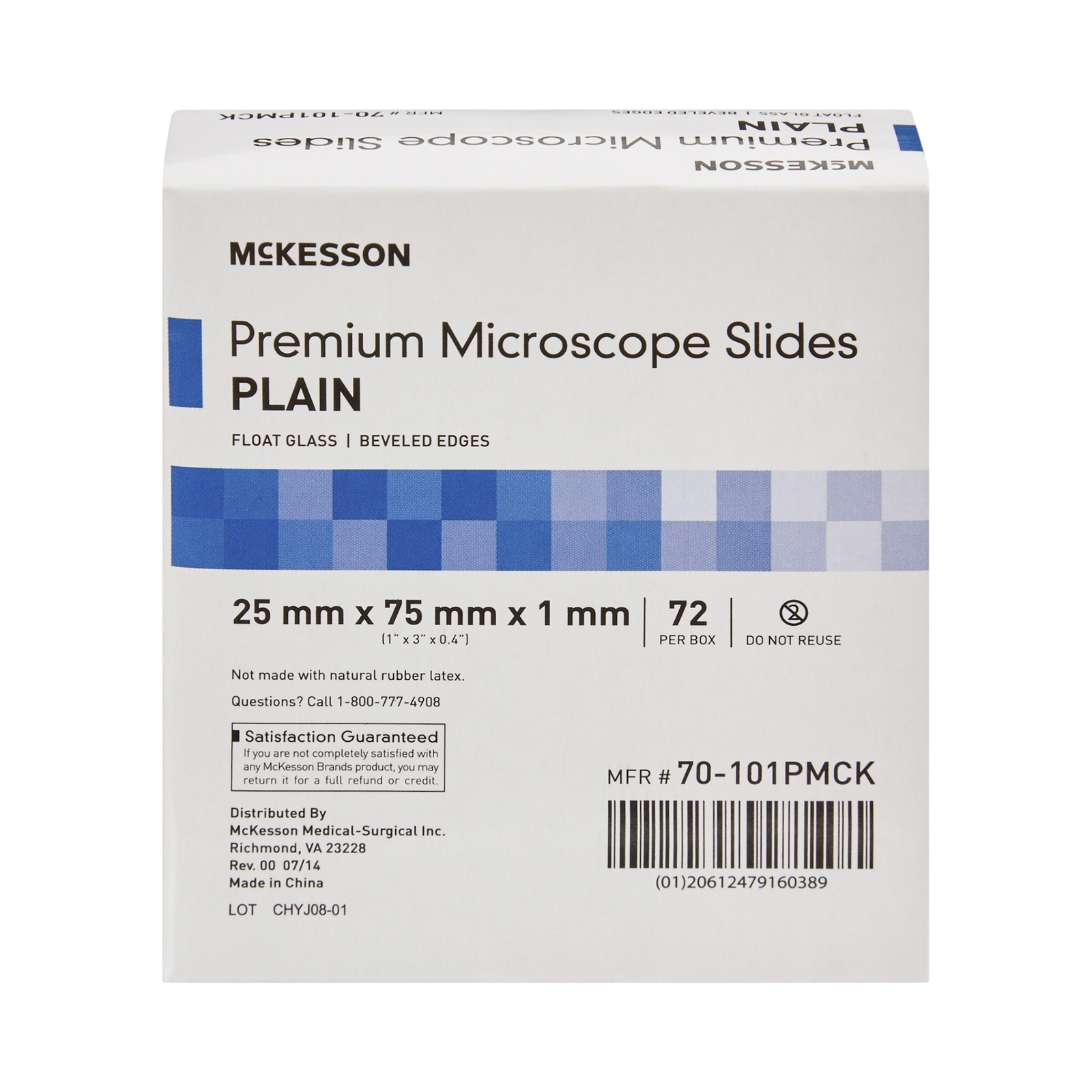 McKesson Glass Microscope Slides 25 X 75 X 1 mm Plain 72 pcs