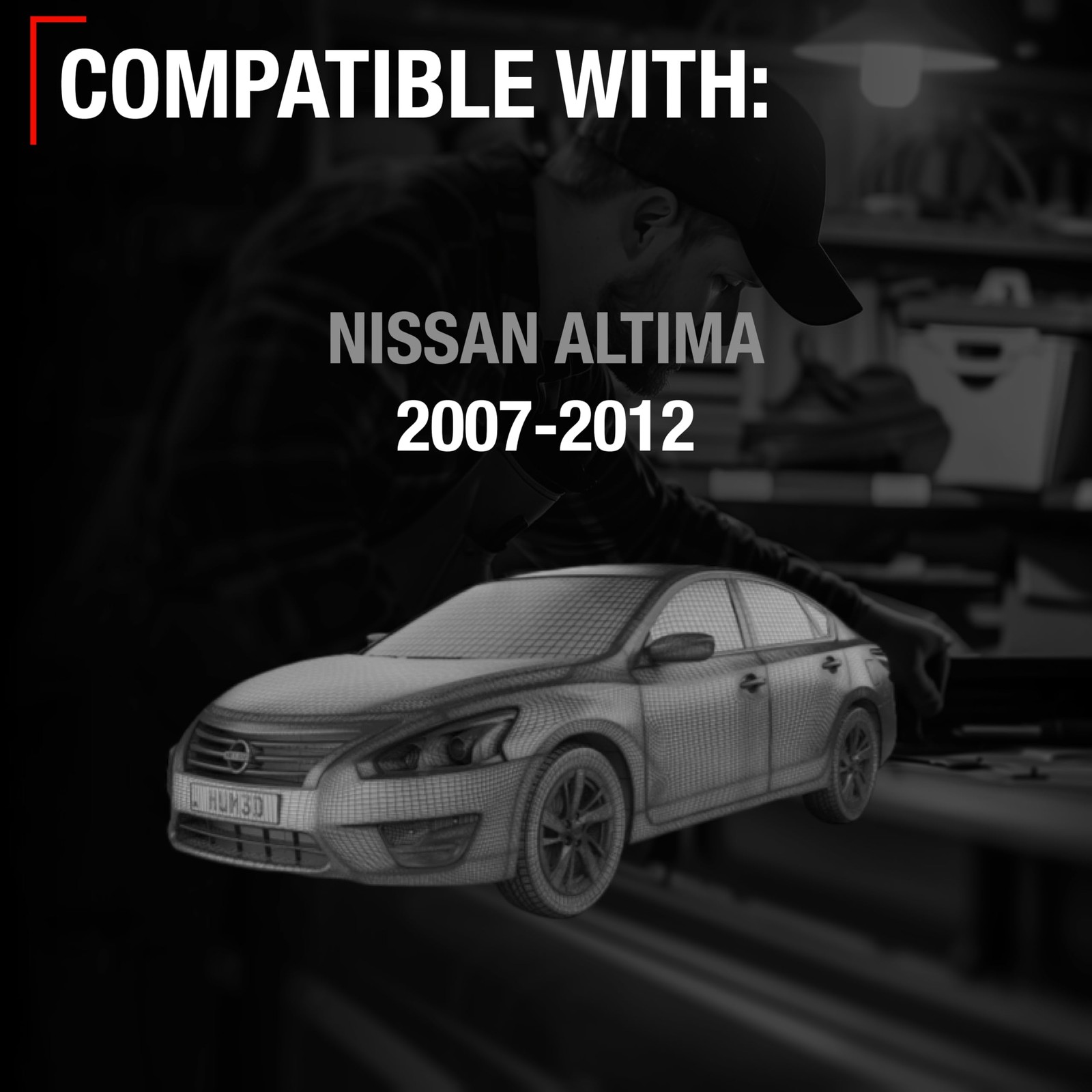 Driver Mirror for Nissan Altima - Power, Non-Foldable, Flat Glass - Driver Si...