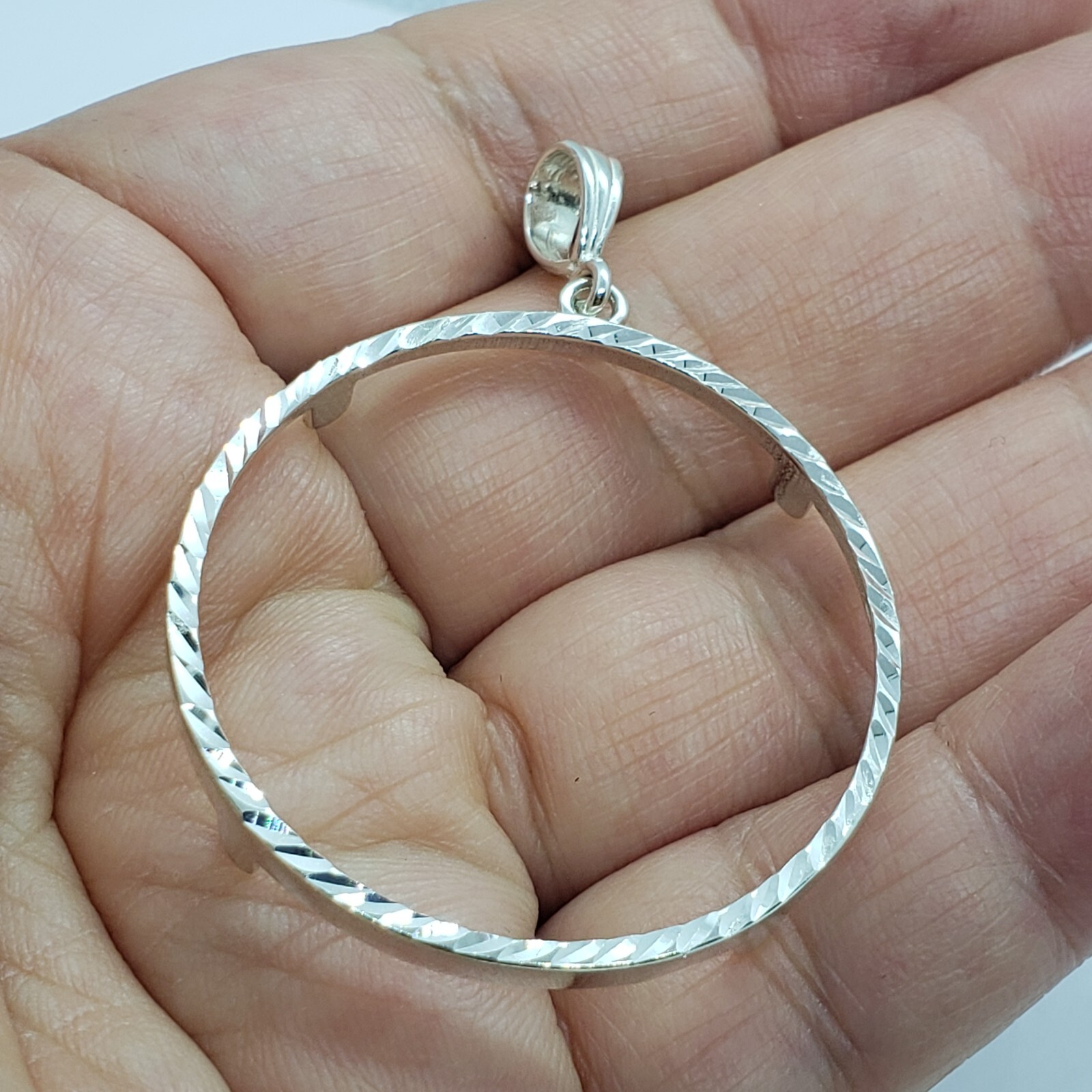 Sterling Silver 1 Onza Plata Libertad 36 mm Coins Bezel Prong Back Diamond Cut