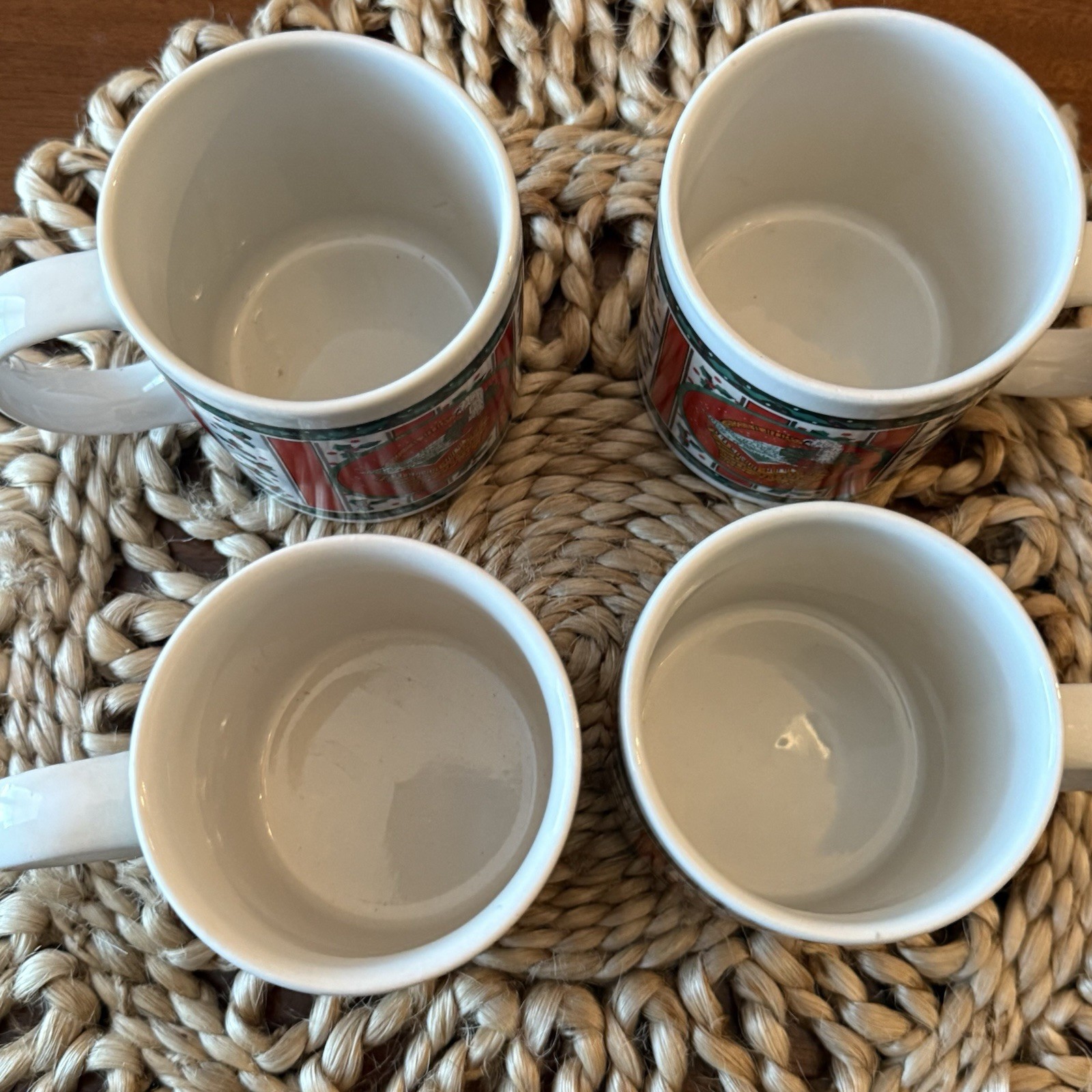 Vintage Christmas Goose Coffee Mugs – Set of 4 – 1980s Holiday Cottagecore