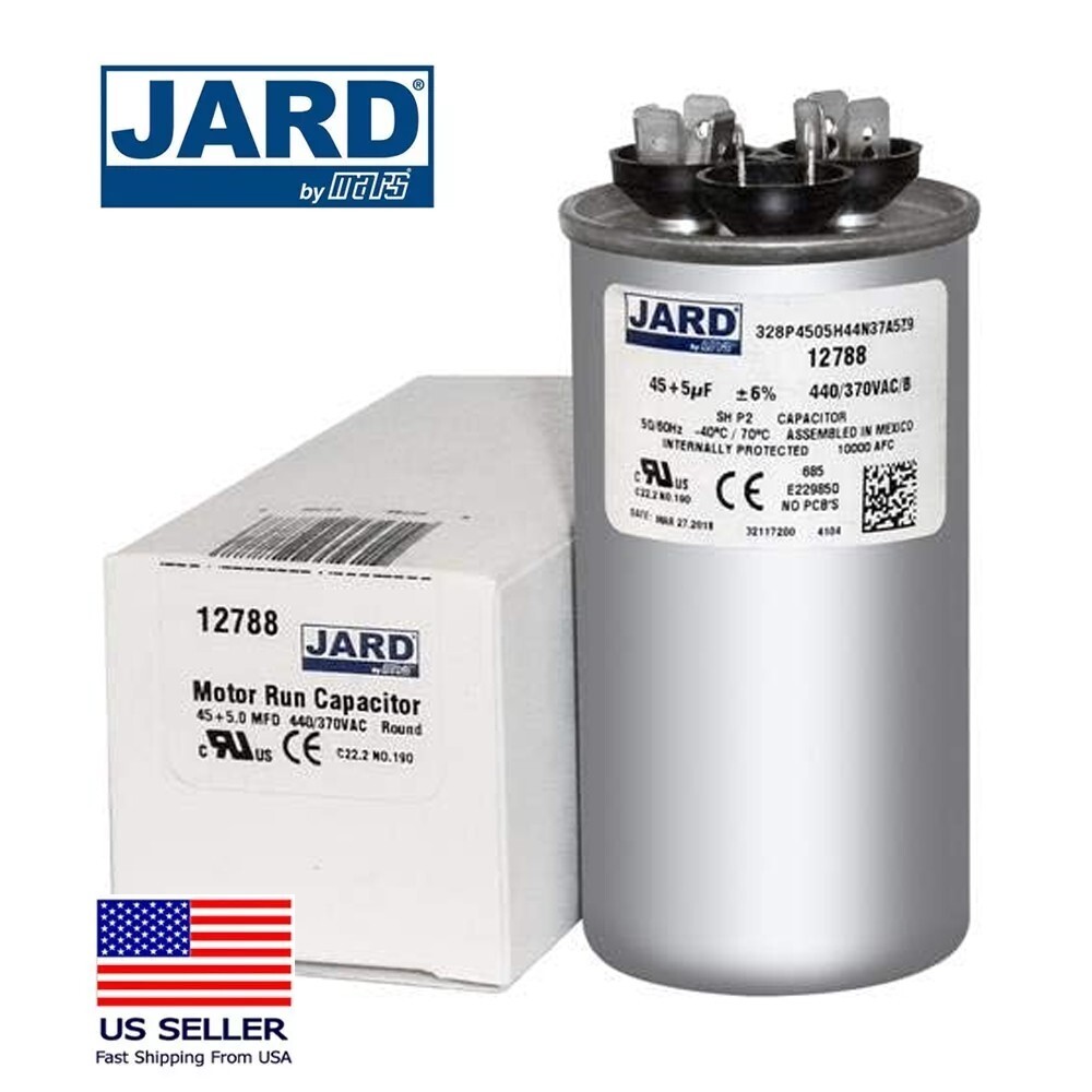 45 + 5 x 440/370 VAC Round Dual Run Capacitor by JARD # 12788