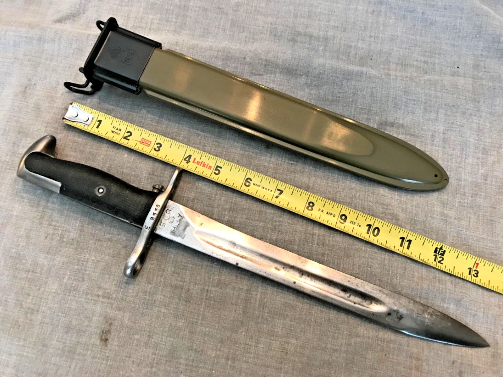 US WWII AFH 10” M1 BAYONET & Scabbard* for U.S. WWII M1 Garand #2556