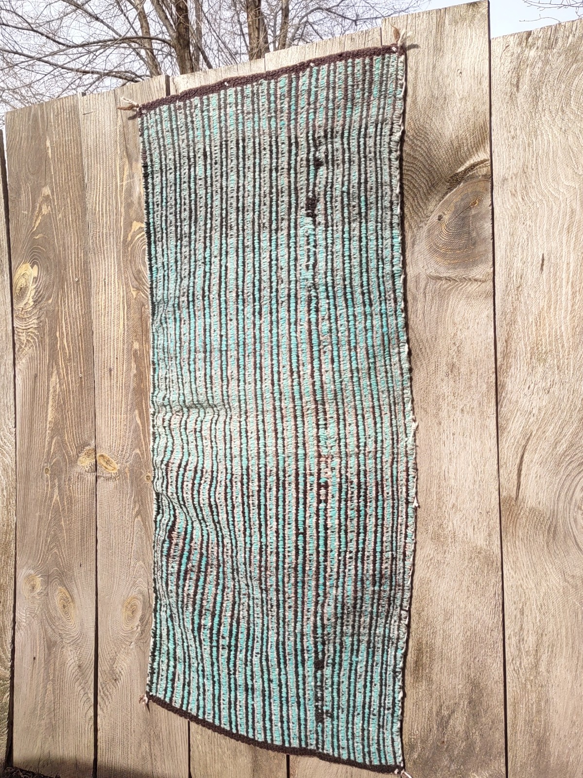 Navajo Rug Antique Native American Indian Twill Weaving Textile 1910 62 x 30