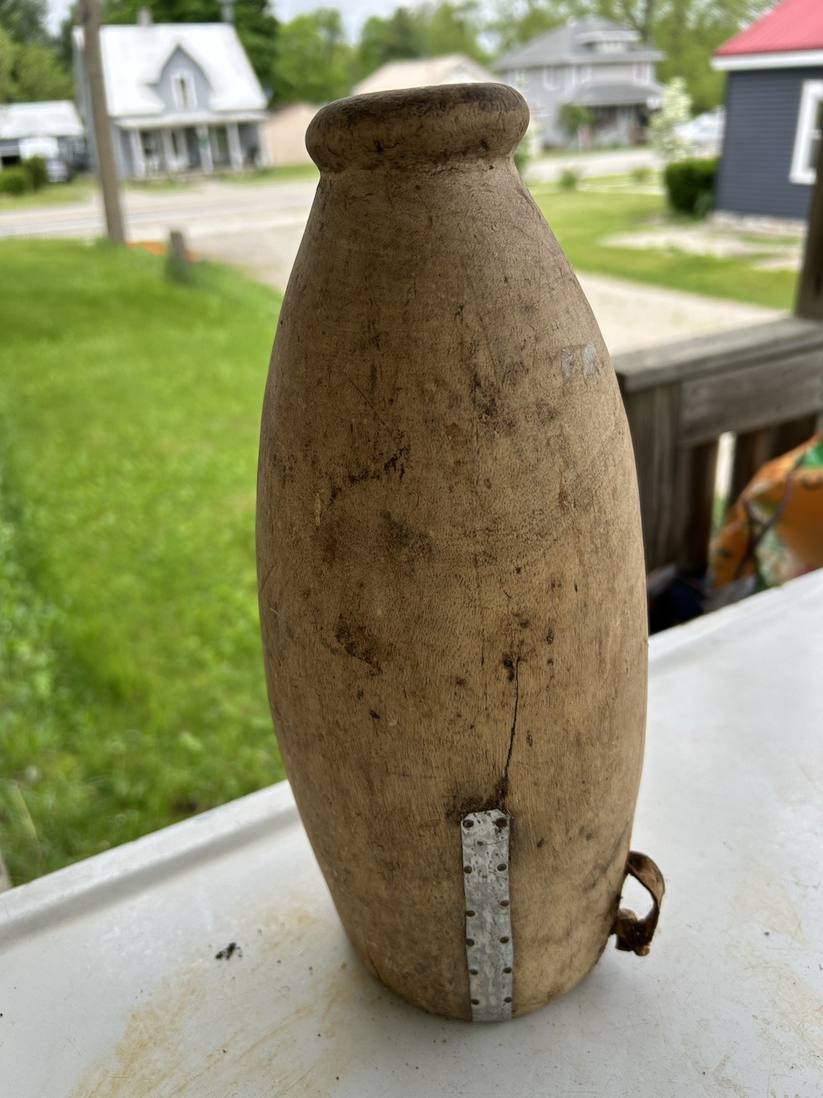 African Milk Jug Hand Carved Wooden Vessel Primitive Rustic Antique Vtg Folk Art