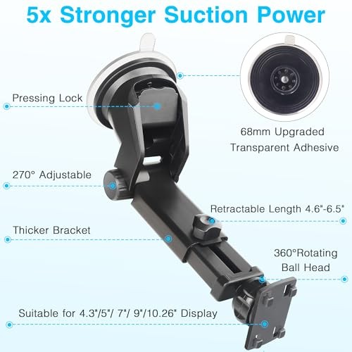 Backup Camera Monitor Mount - Windshield Suction Cup Mounting Bracket, Rear