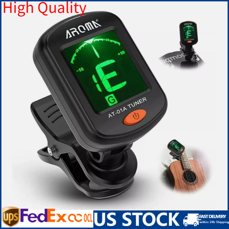 LCD Clip On Chromatic Acoustic Tuner Electric Guitar Banjo Violin Bass Ukulele