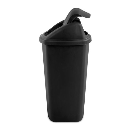 7.5 Gallon Kitchen Trash Can with Swing Top Lid Black Plastic Garbage Bin