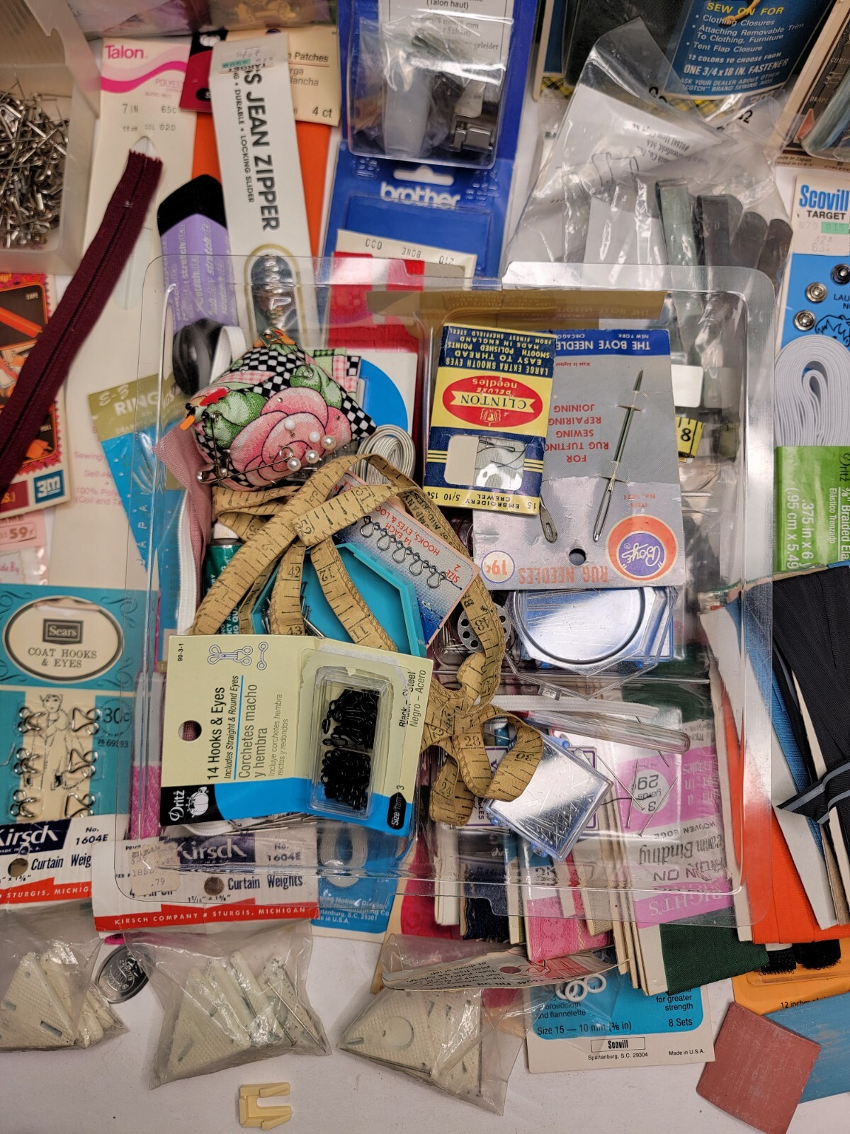 Mixed Lot of Sewing Supplies With Basket - New & Used.