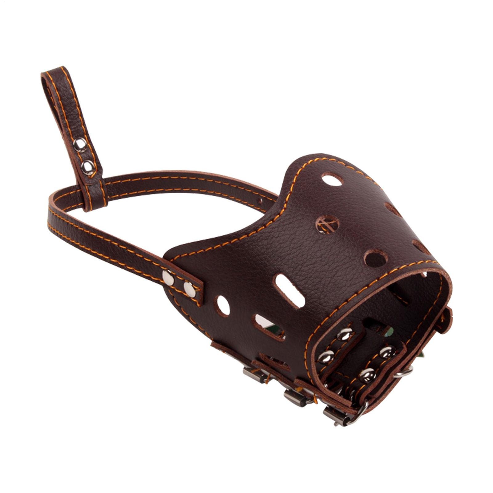 Large Medium Dog Pet Leather Muzzle Mouth Cover Anti Barking Biting Chewing Mask