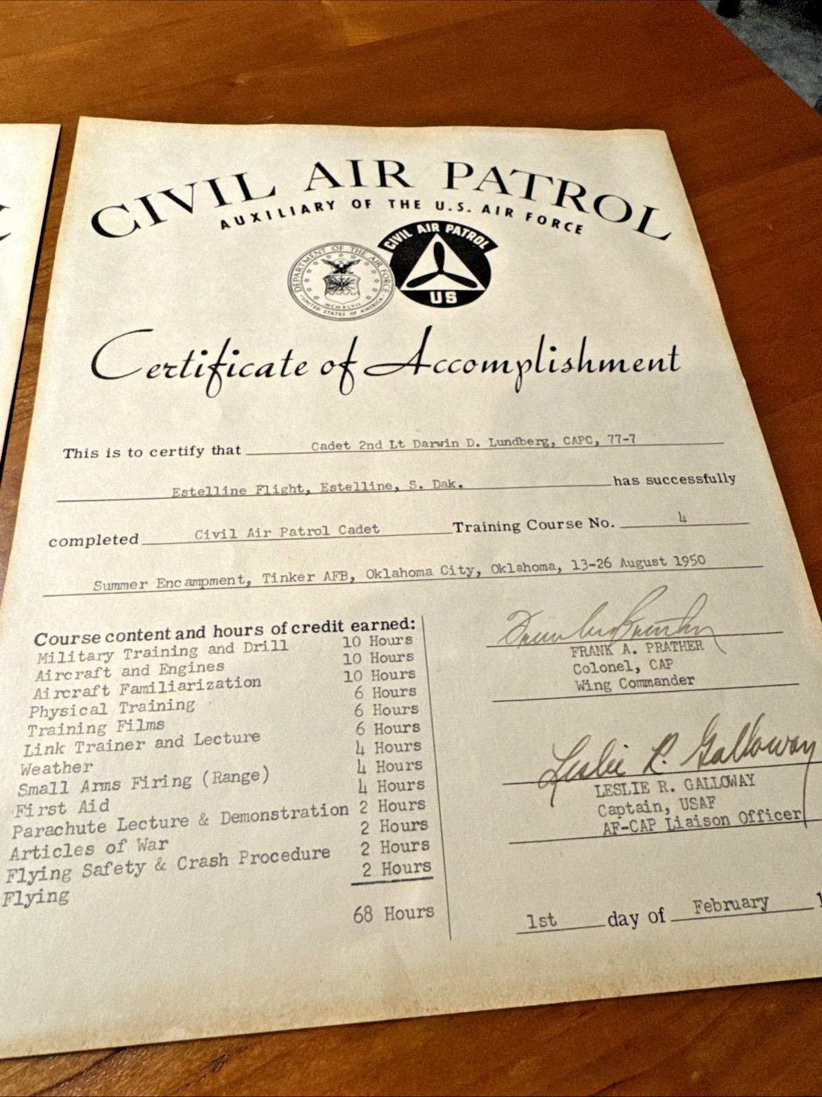 FREE SHIP! Vintage 1951 Civil Air Patrol Pilot Flight Training Certificates