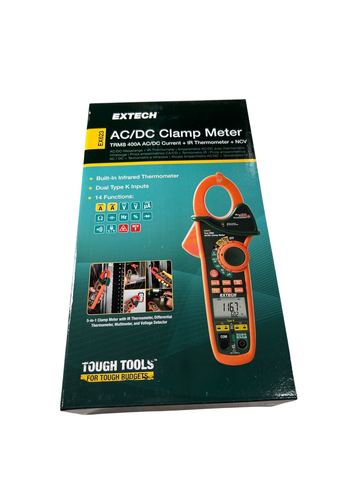 Extech EX623 CAT III 600V 400A Max TRMS Clamp-Jaw Digital Clamp Meter