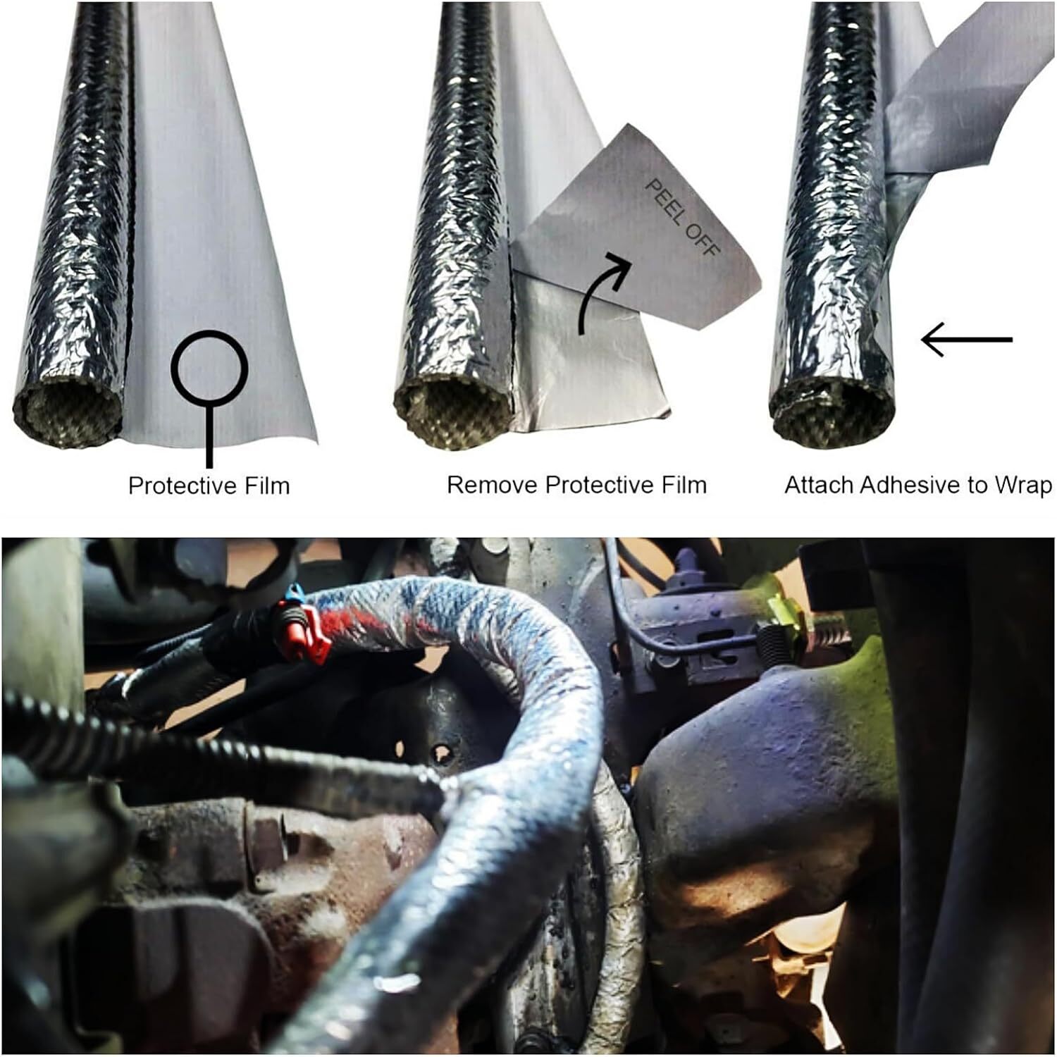 1/2"ID Adjustable Silver Wire Heat Shield For Car & Auto Wire Loom Line Cable