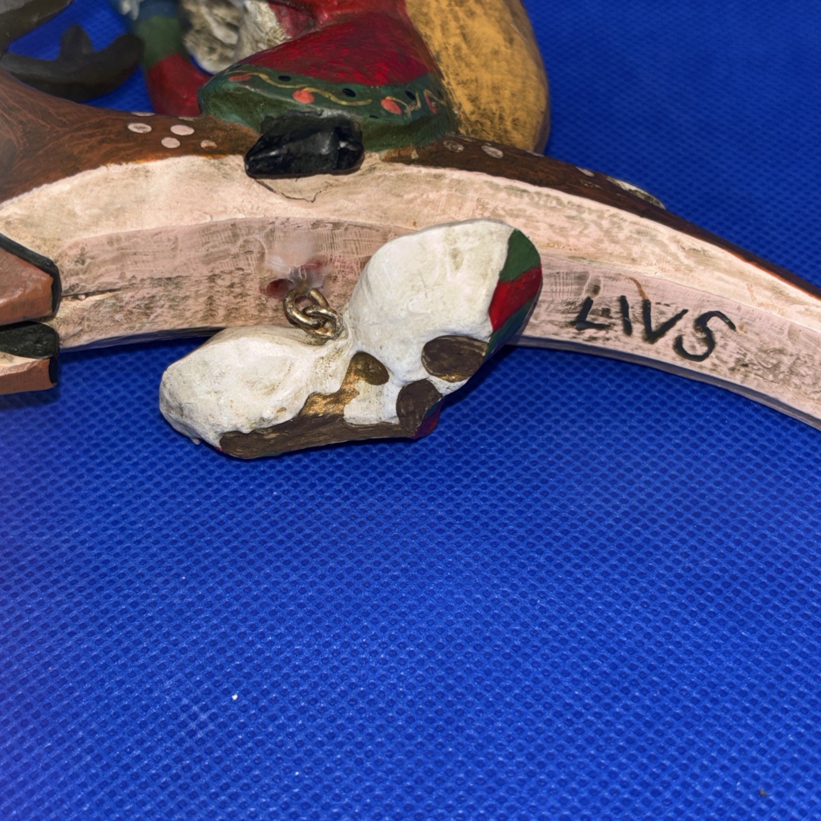 Rare Lou Schifferl Santa Riding Reindeer w/ Heart Charm Christmas Ornament 6"