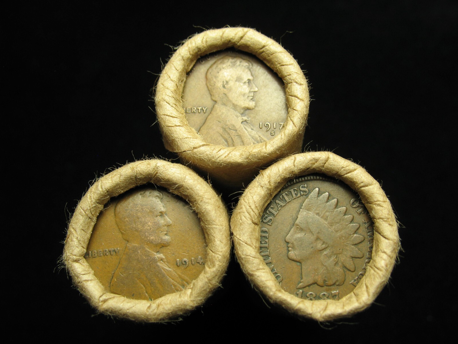 ONE SHOTGUN ROLL (50) INDIAN HEAD CENT & TEEN WHEAT PENNY 1858-1919 OLD COIN LOT