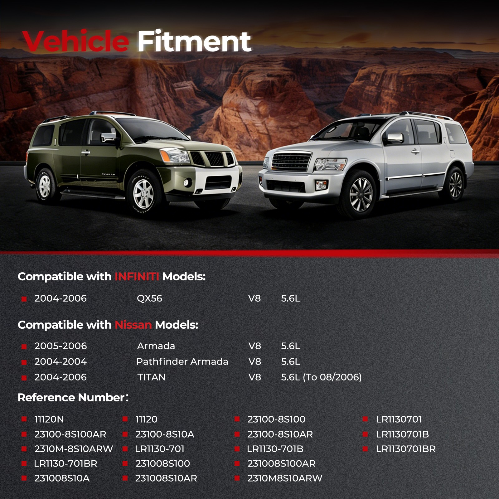 11120 Alternator For 2004-2007 Nissan Titan Armada SE LE Base INFINITI QX56 5.6L