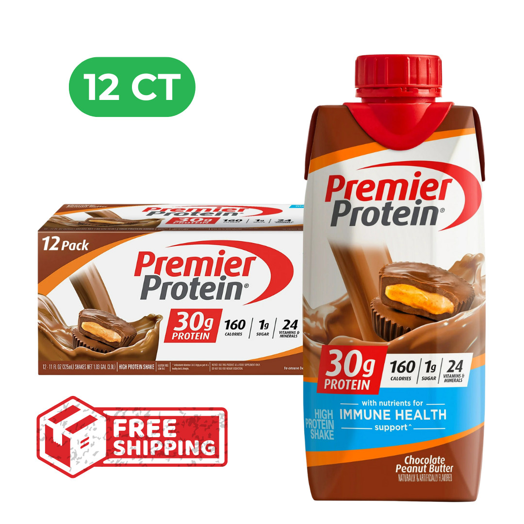 Premier Protein Shake, Chocolate Peanut Butter, 30g Protein,11 fl oz,12ct