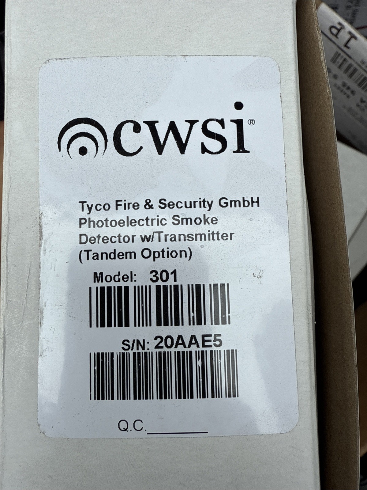 CWSI MODEL 301 WIRELESS SMOKE BRAND NEW