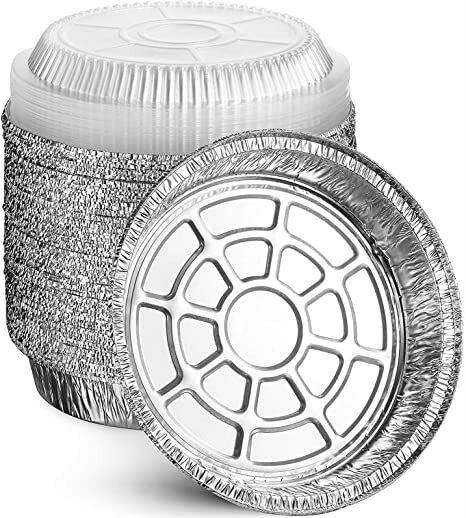 9" Round Aluminum Foil Pans With Plastic Dome Lids Baking Storage