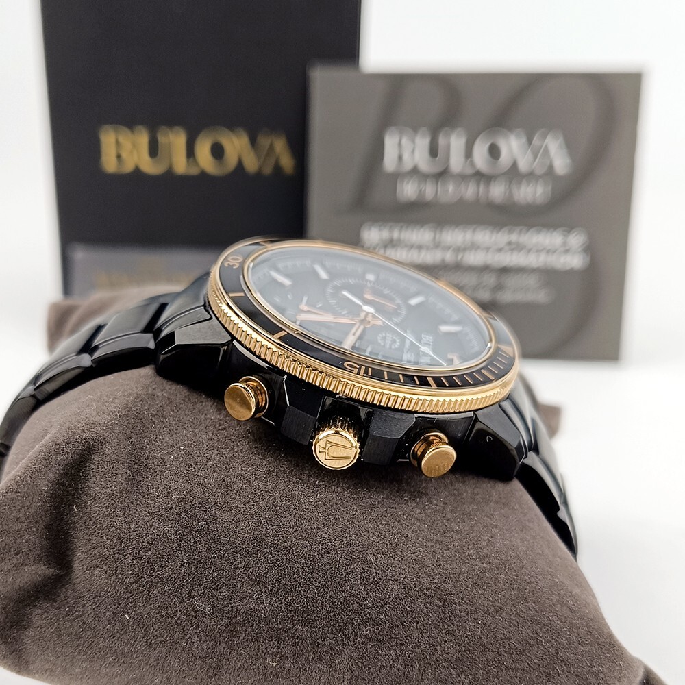 Men's Bulova Marine Star 98B302 Black Dial Stainless Chronograph Quartz Watch