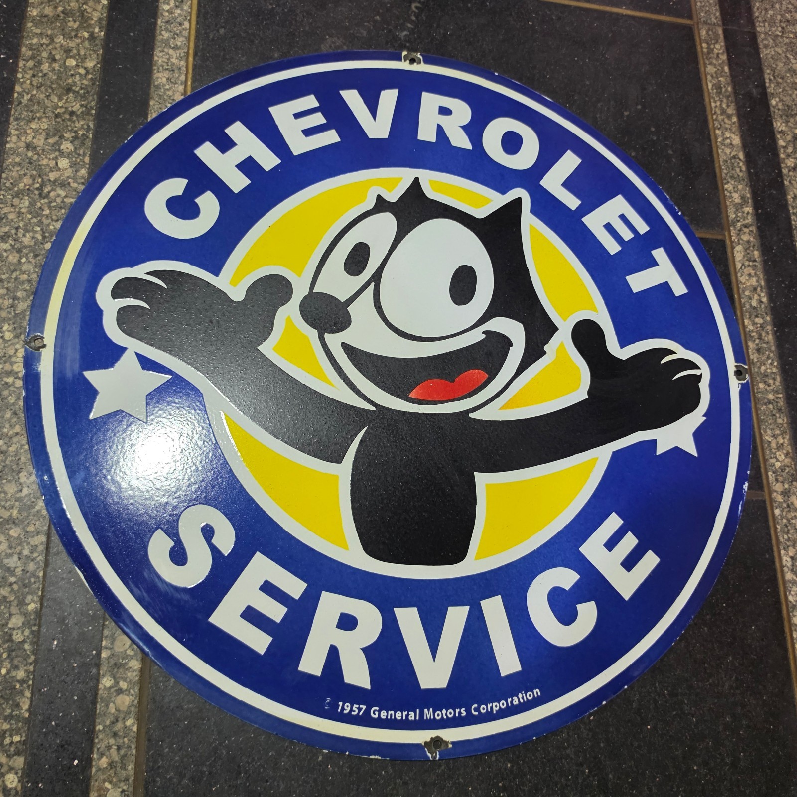 CHEVROLET SERVICE PORCELAIN ENAMEL SIGN 29 X 29 INCHES