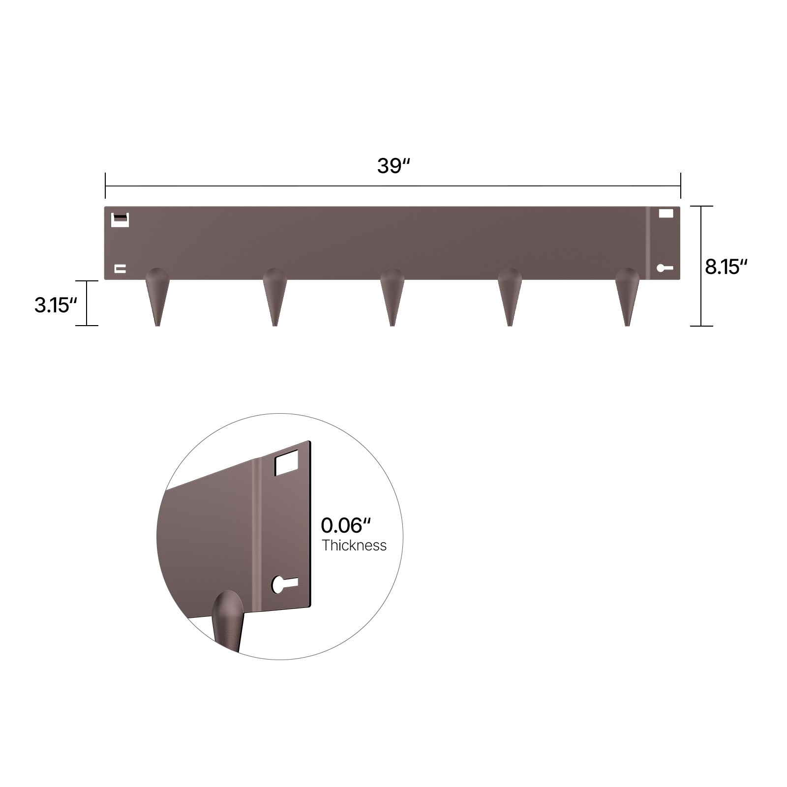Steel Landscape Edging 5 Packs 39 x 5in Rust-Resistant Edging Border Brown