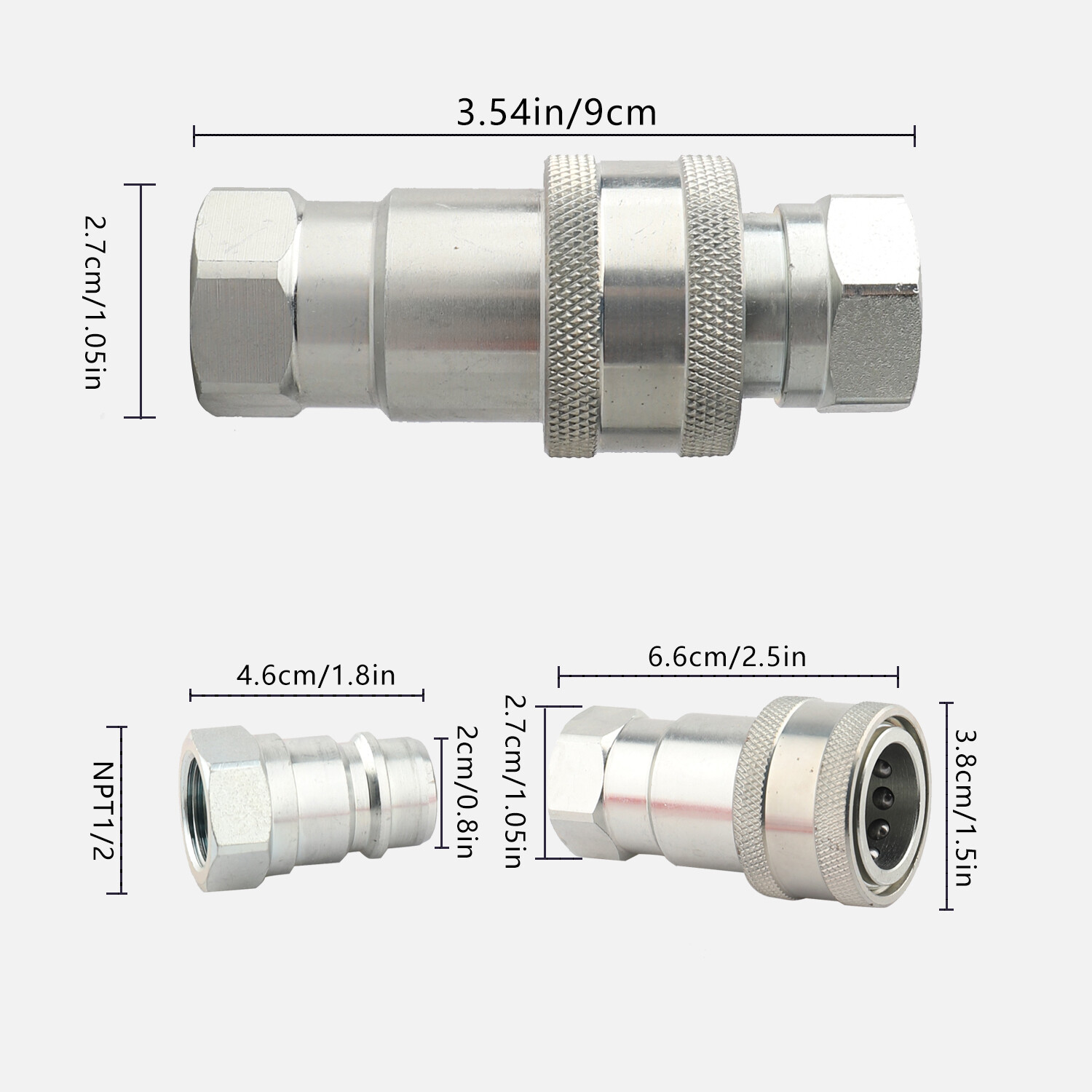 1/2" Ag Hydraulic Quick Connect Couplers Couplings, Ball Pioneer Style 2 Sets