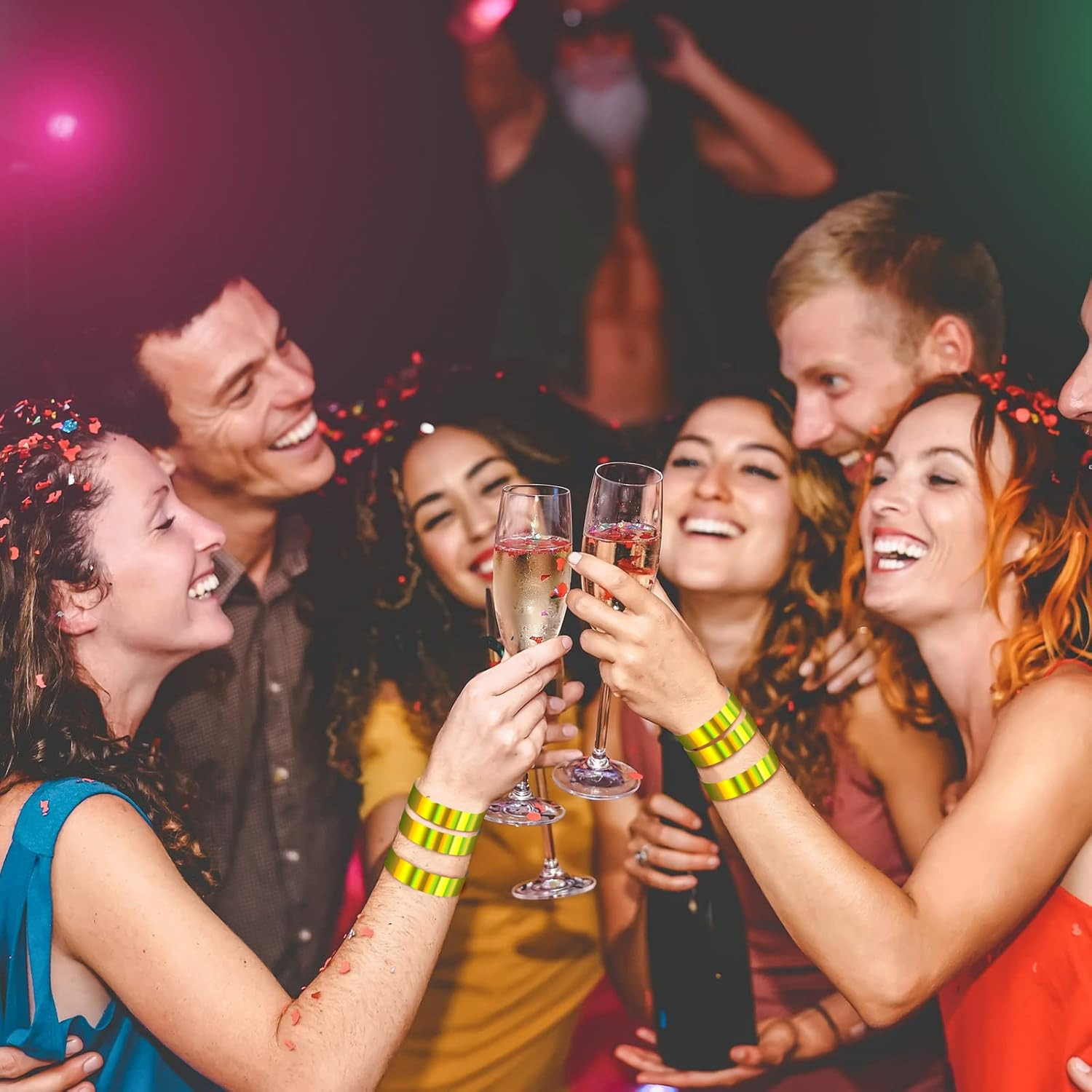 500 Pack Holographic Plastic Wristbands Paper Wrist Bands Waterproof Neon Wristb