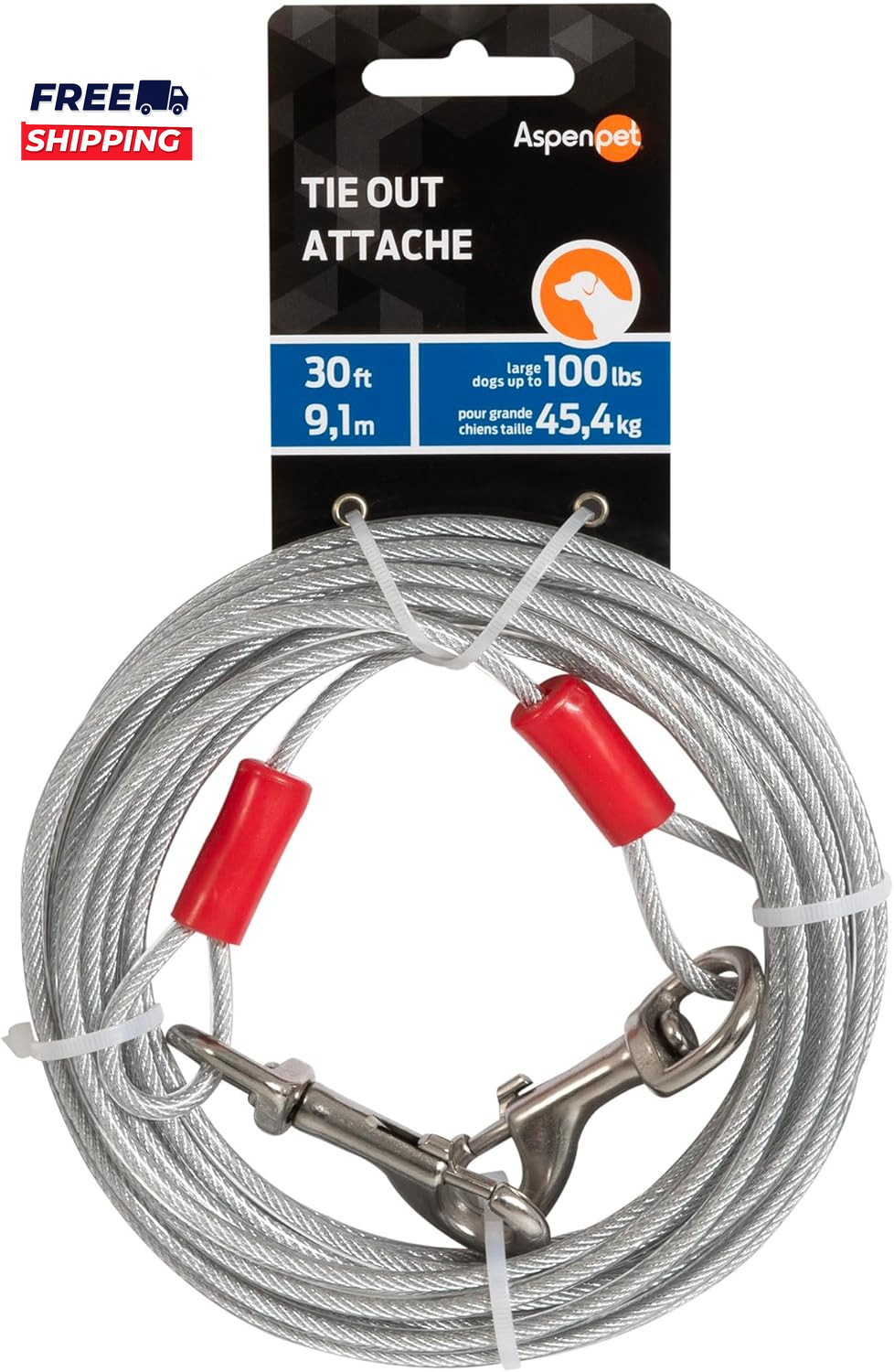 Dog Tie Out Cable   1700 Lbs Break Strength  30Ft Cable