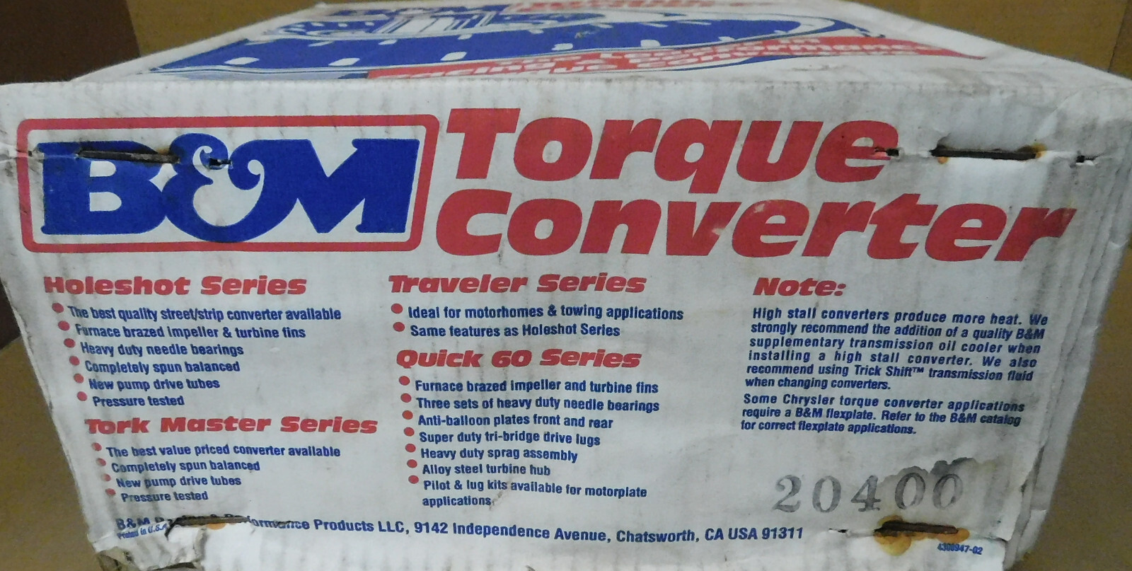 B&M 20400 Tork Master Torque Convertor, 1900-2100RPM Stall, GM 350/400TH