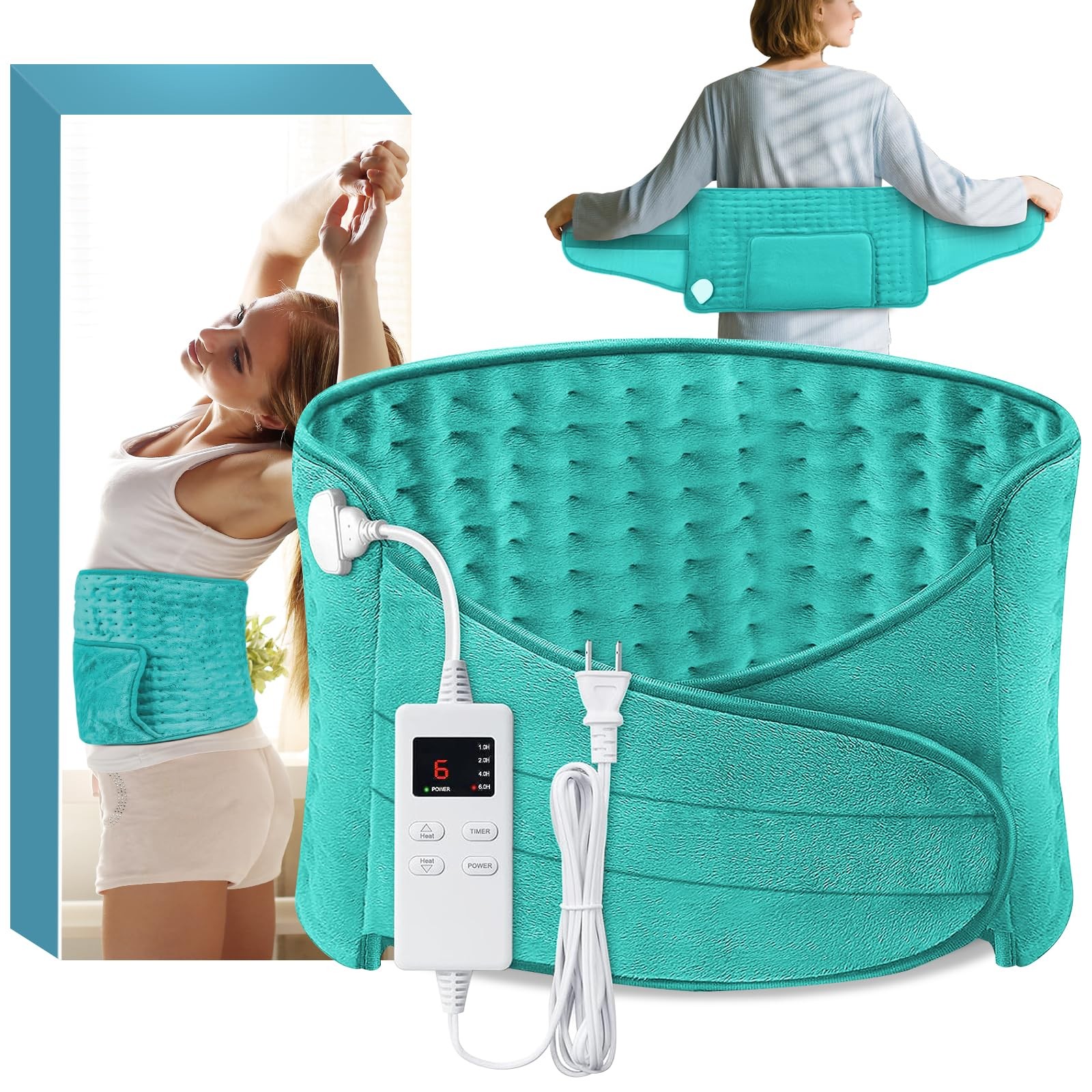 Heating Pad Back Pain Relief Electric Heating Pad for Period Cramps Lower Bac...