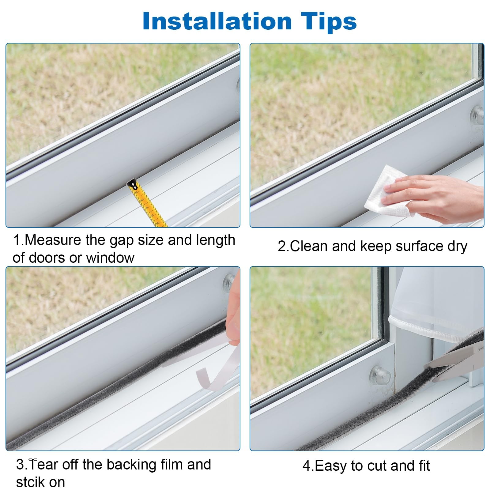 33 Ft Weather Stripping Door Seal. Self-Adhesive Soundproofing Weather Stripping