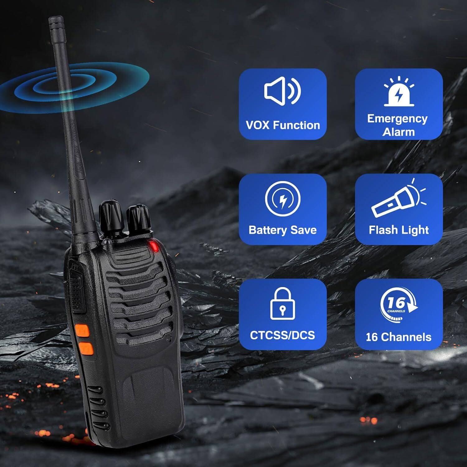 Walkie Talkie Long Range 50 Mile Two Way Radio Charge Waterproof 6 / 10 Pack Set
