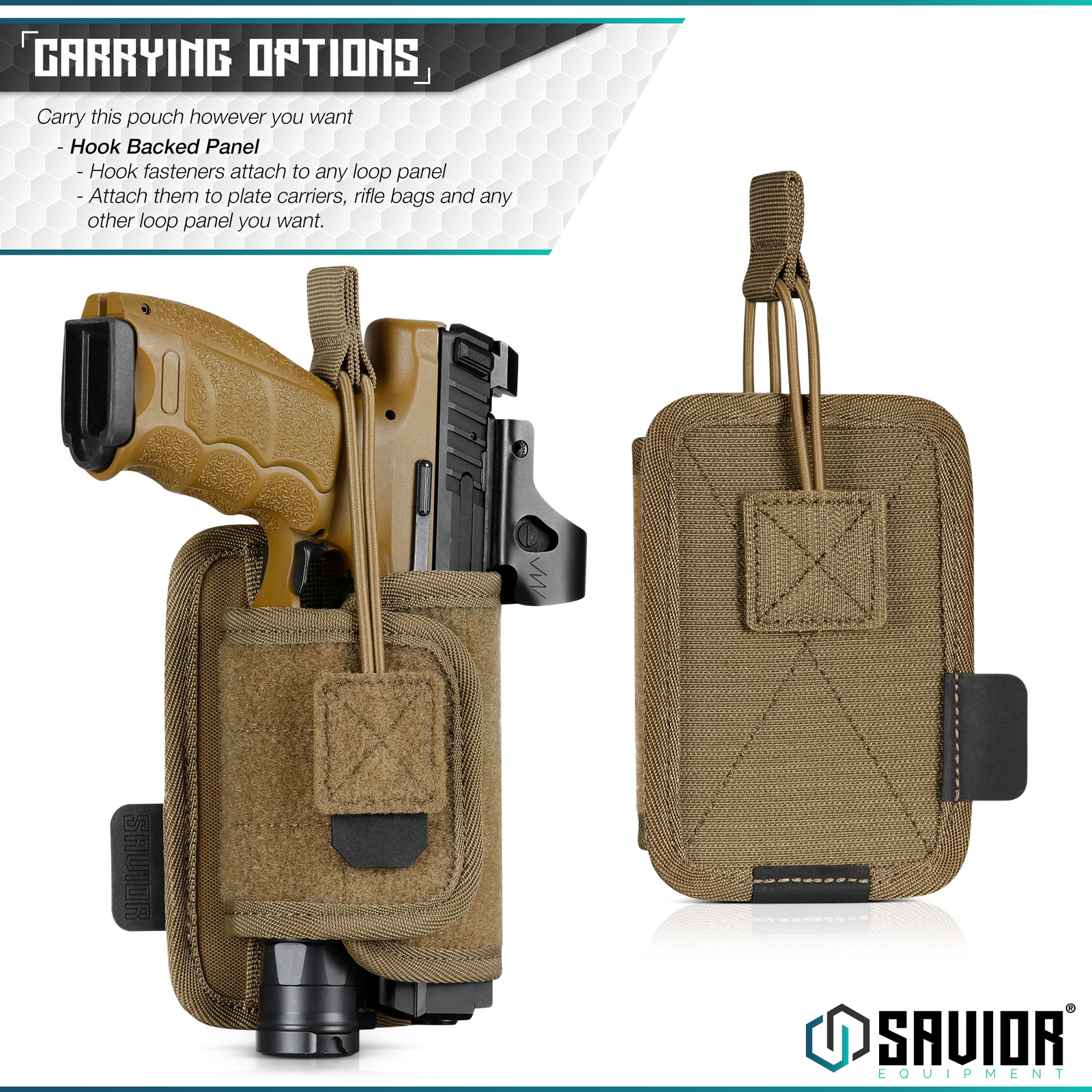 SAVIOR Hook-Backed Tactical Pistol Handgun Holster Holder Carrier For Loop Panel