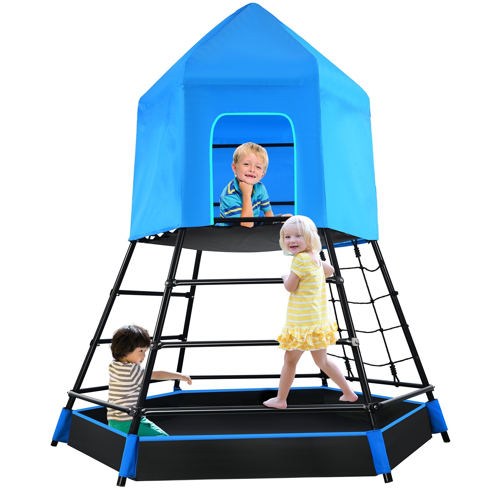 Climbing Toys Dome Climber with Platform and Tent Kids Outdoor Playground Set