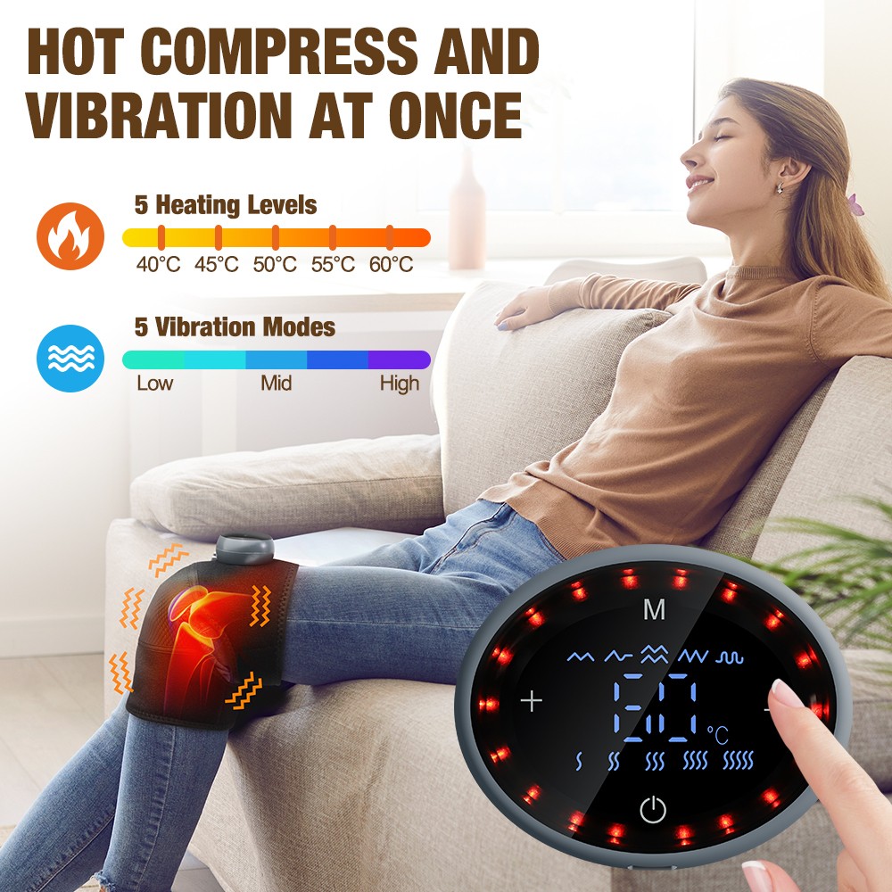 Electric Knee Massager Shoulder Brace with 5 Vibration Modes, 5 Heating Levels