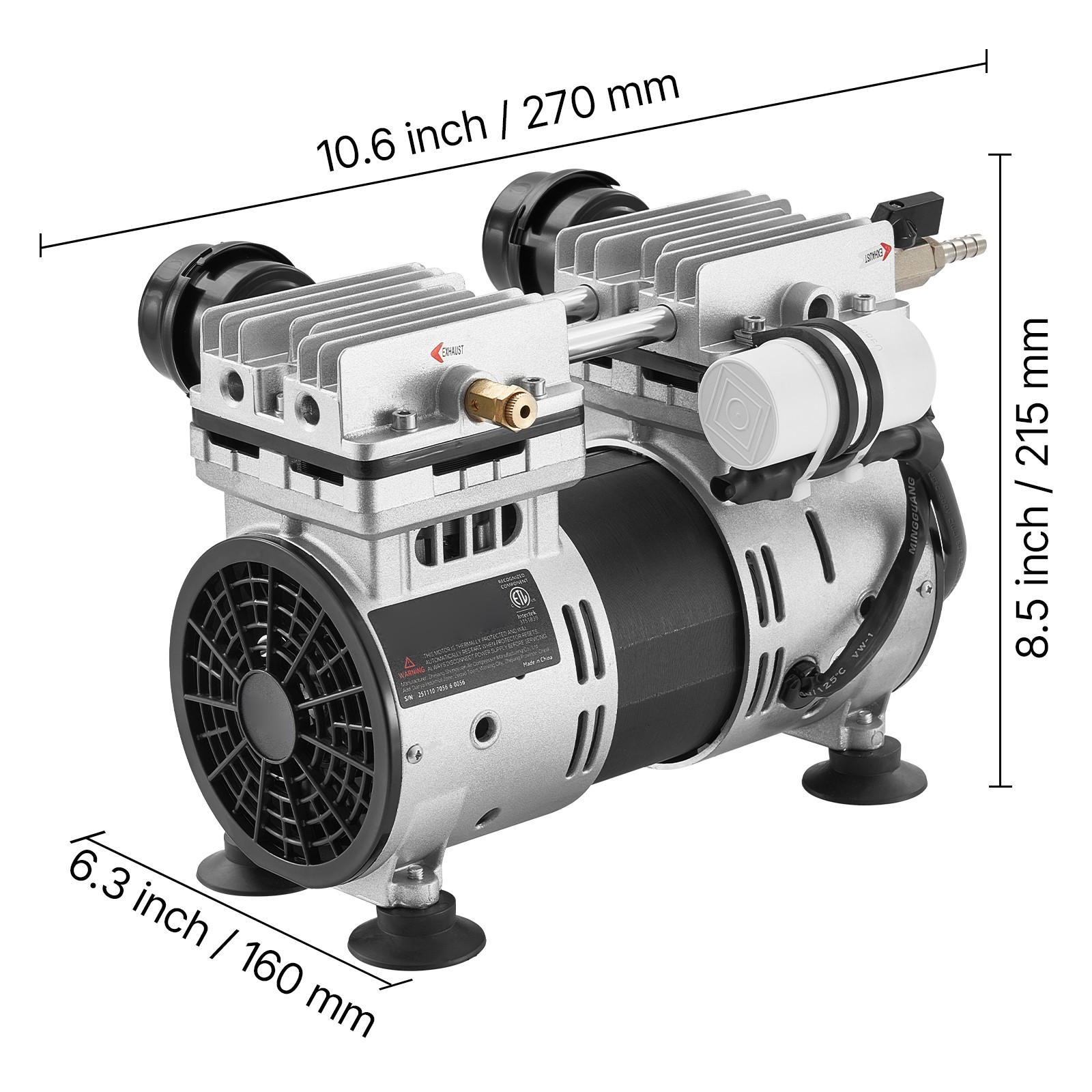 Uimoso Pond Aerator for Lakes up to 3 Acres, 6.7CFM, 1 HP Air Compressor, 745W
