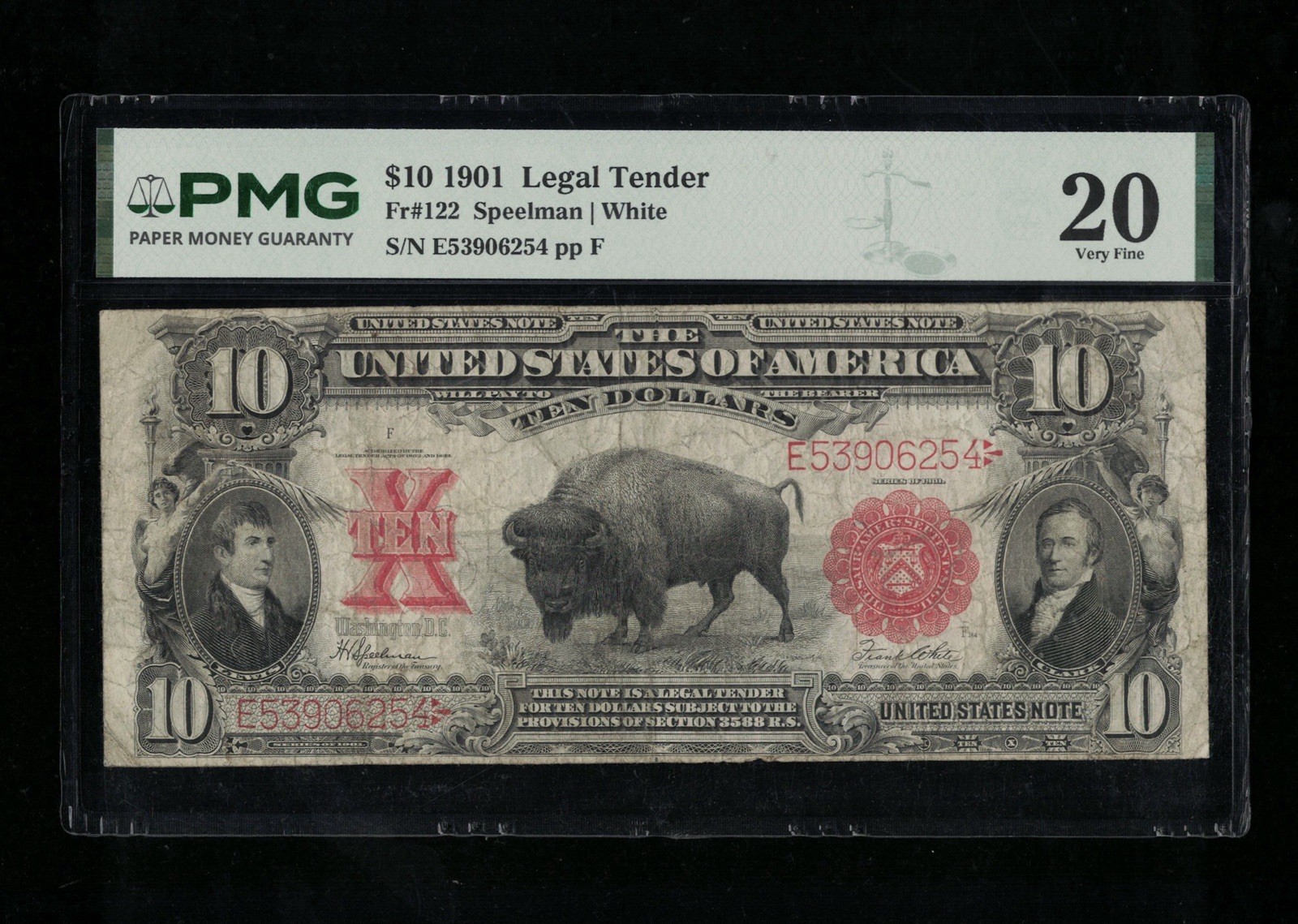 SC 1901 $10 Fr.122 “Bison” Legal Tender - PMG 20 (254)