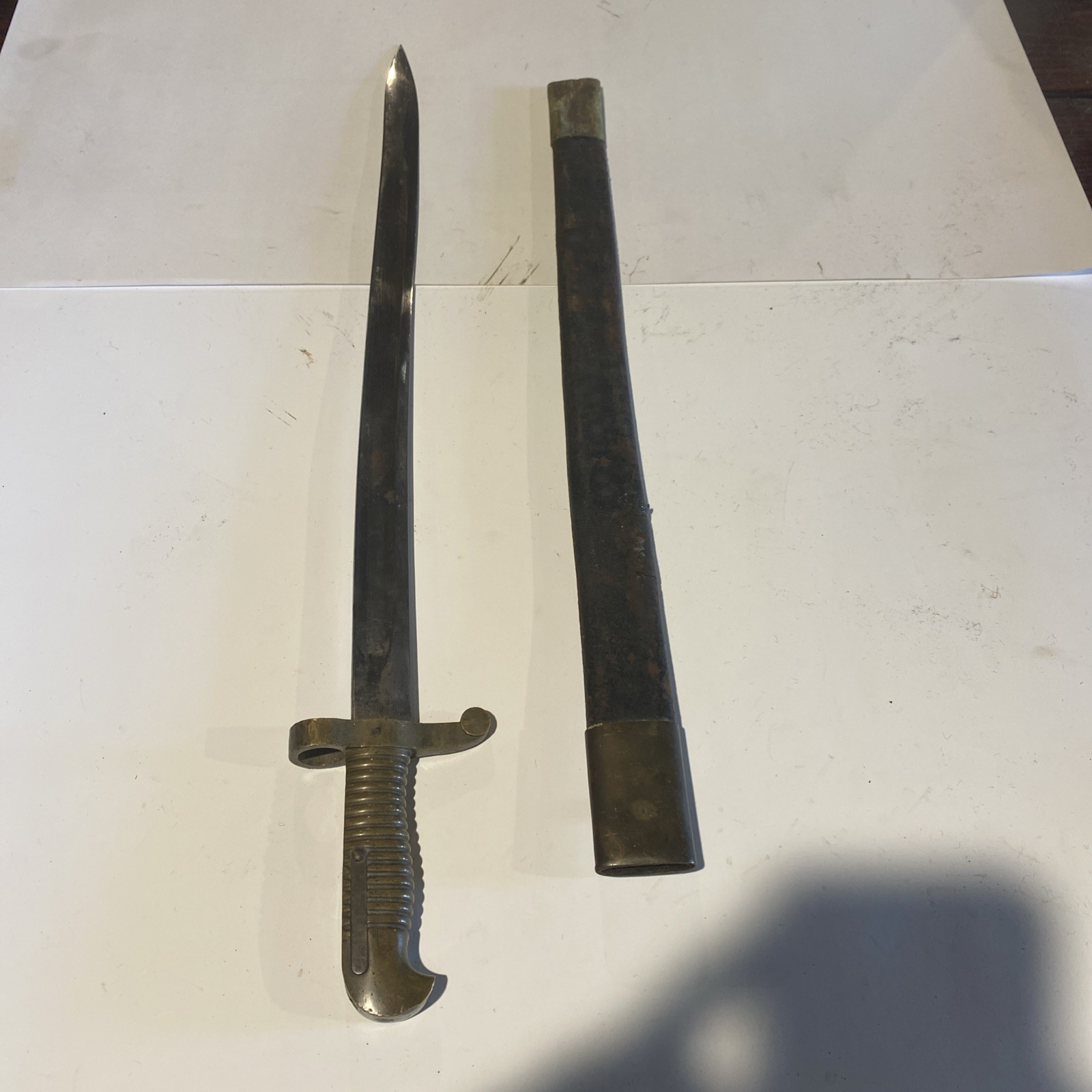 US Navy Rifle Model 1861 Collins Plymouth Whitneyville Saber Bayonet + Scabbard