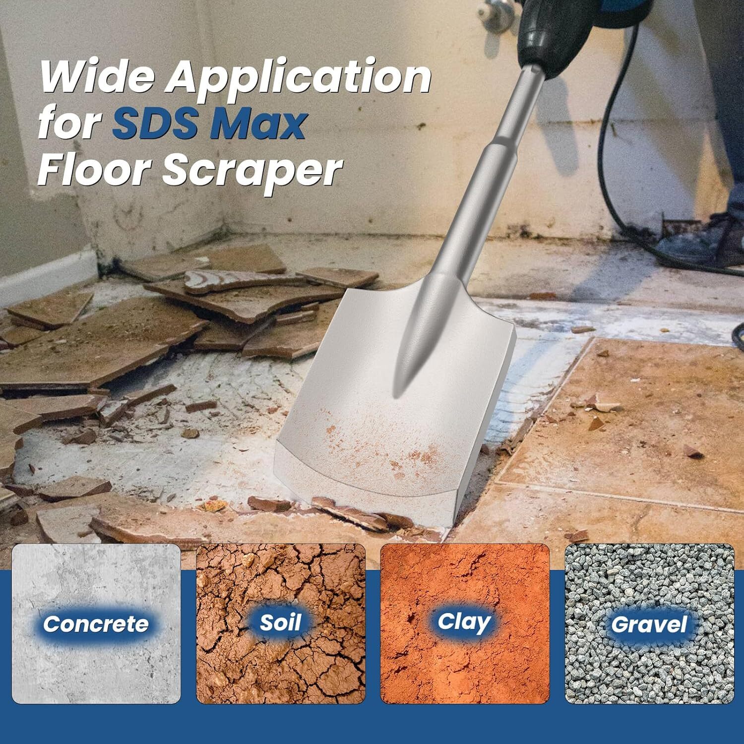 SDS MAX Clay Spade Scoop Square Flat Shovel Chisel Bit for Jack Hammer Drill