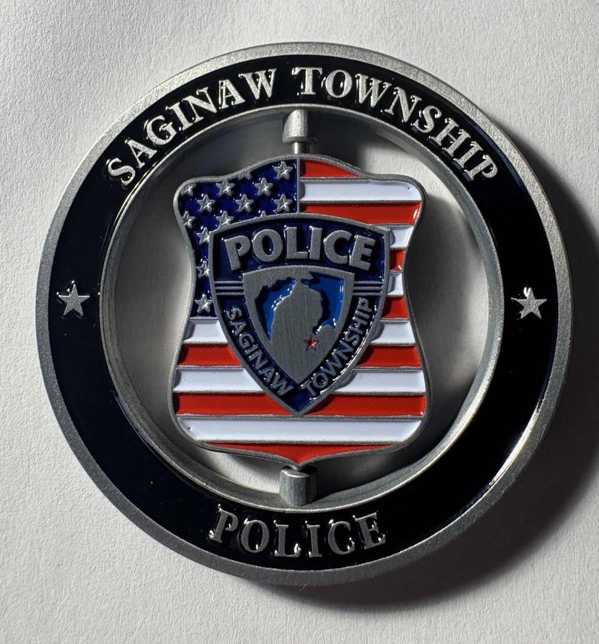 Saginaw Township Michigan Police Challenge Coin ~ Center Spin ~ RARE