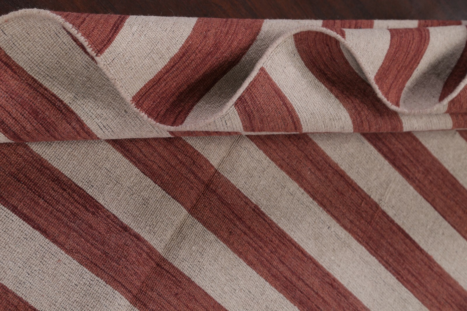 Reversible Striped Design Rust/Beige Gabbeh Oriental Rug Hand-Knotted 6x8 ft