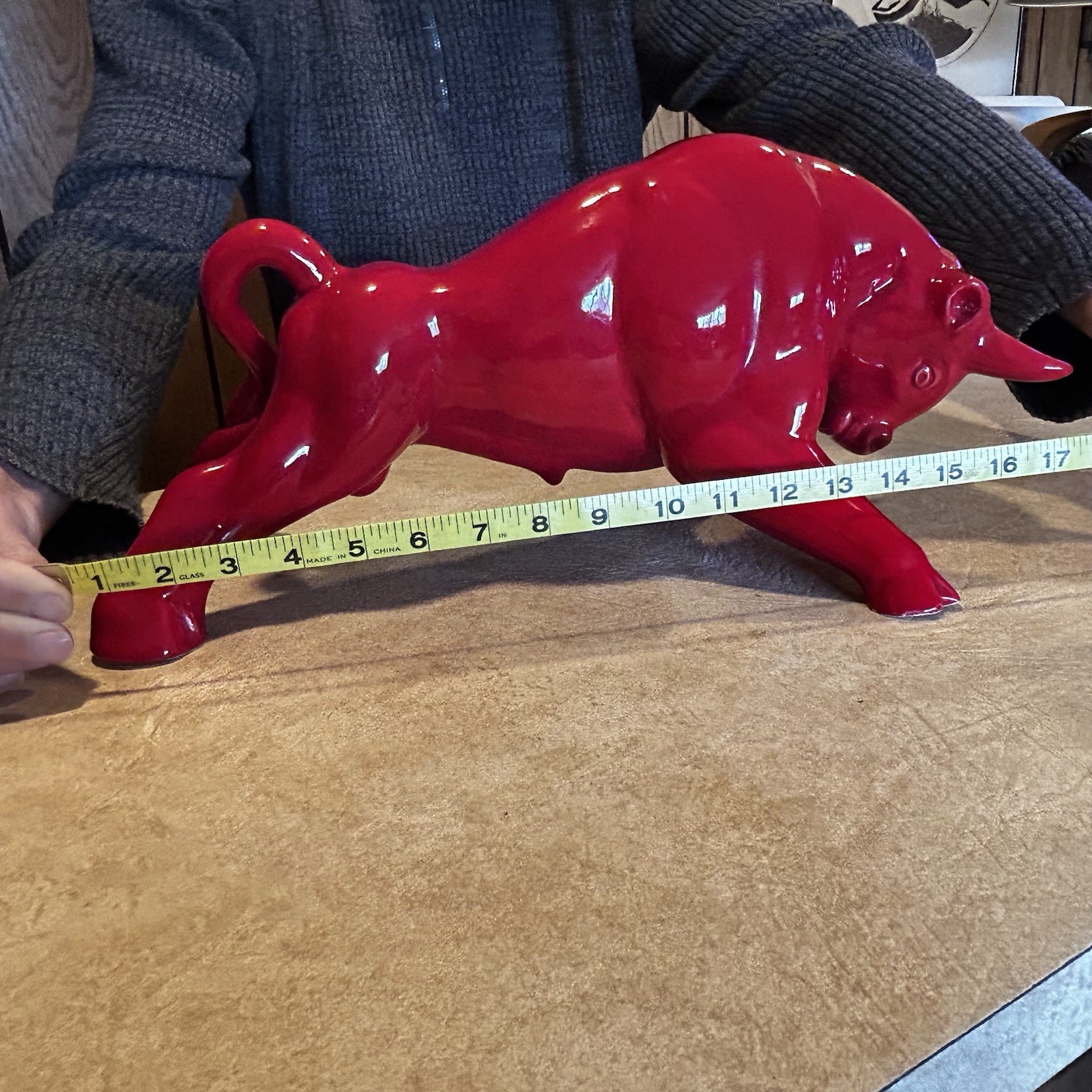 Vintage MCM Royal Haeger Red Glazed Charging Bull Sculpture Ceramic Pottery 18.5