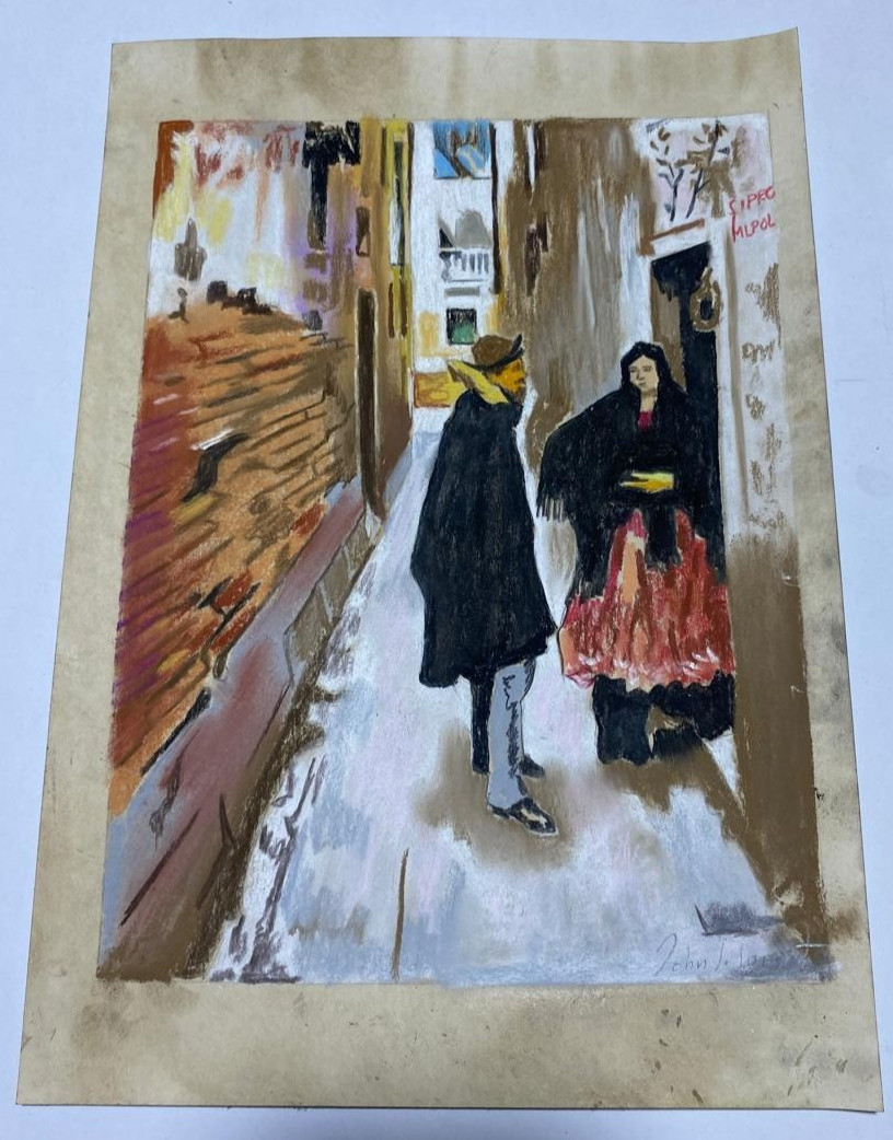 JOHN SINGER SARGENT Drawing on paper (Handmade) signed and stamped mixed media.