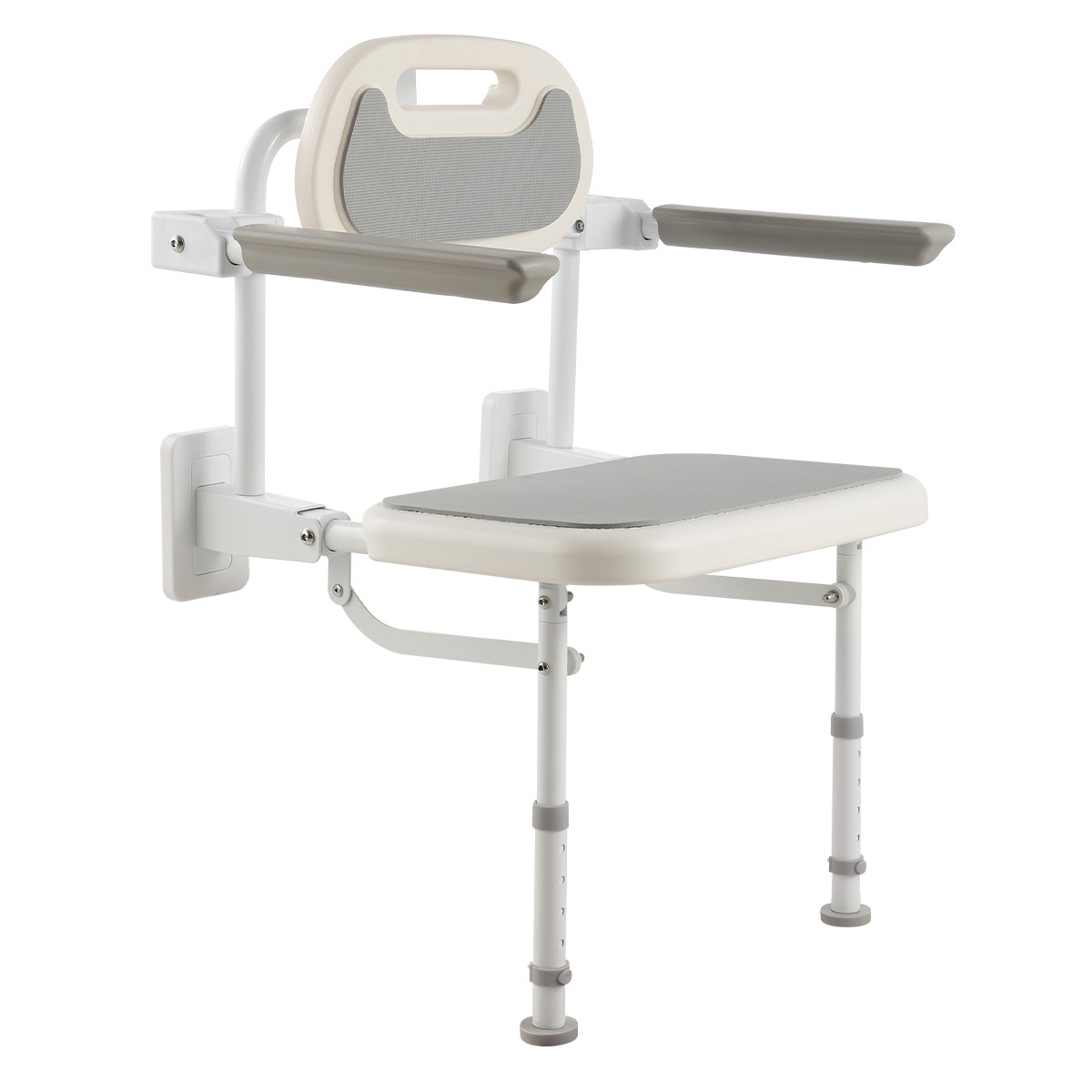 Uimoso Foldable Shower Chair Wall Mounted Shower Seat with Backrest & Armrest