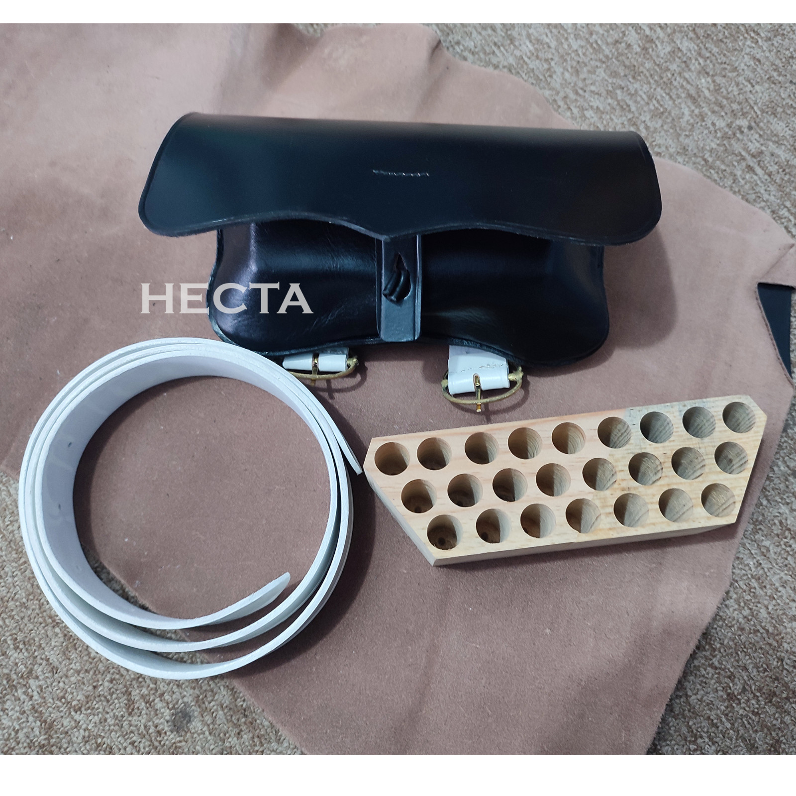 Revolutionary War Cartridge Box With White Belt Made with pure leather US stock