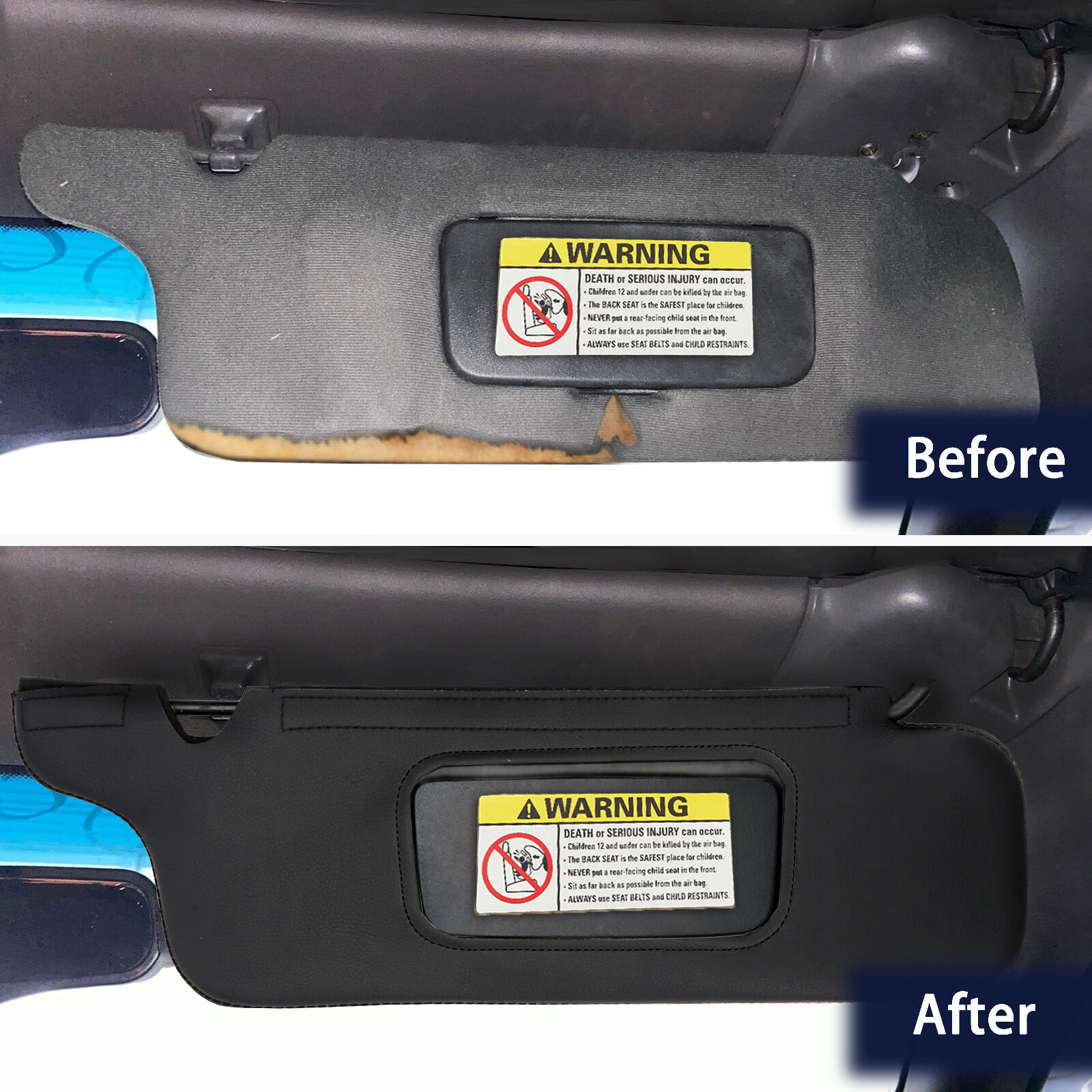 Sun Visor Replacement Cover Driver Passenger Repair For 94-04 Ford Mustang Black