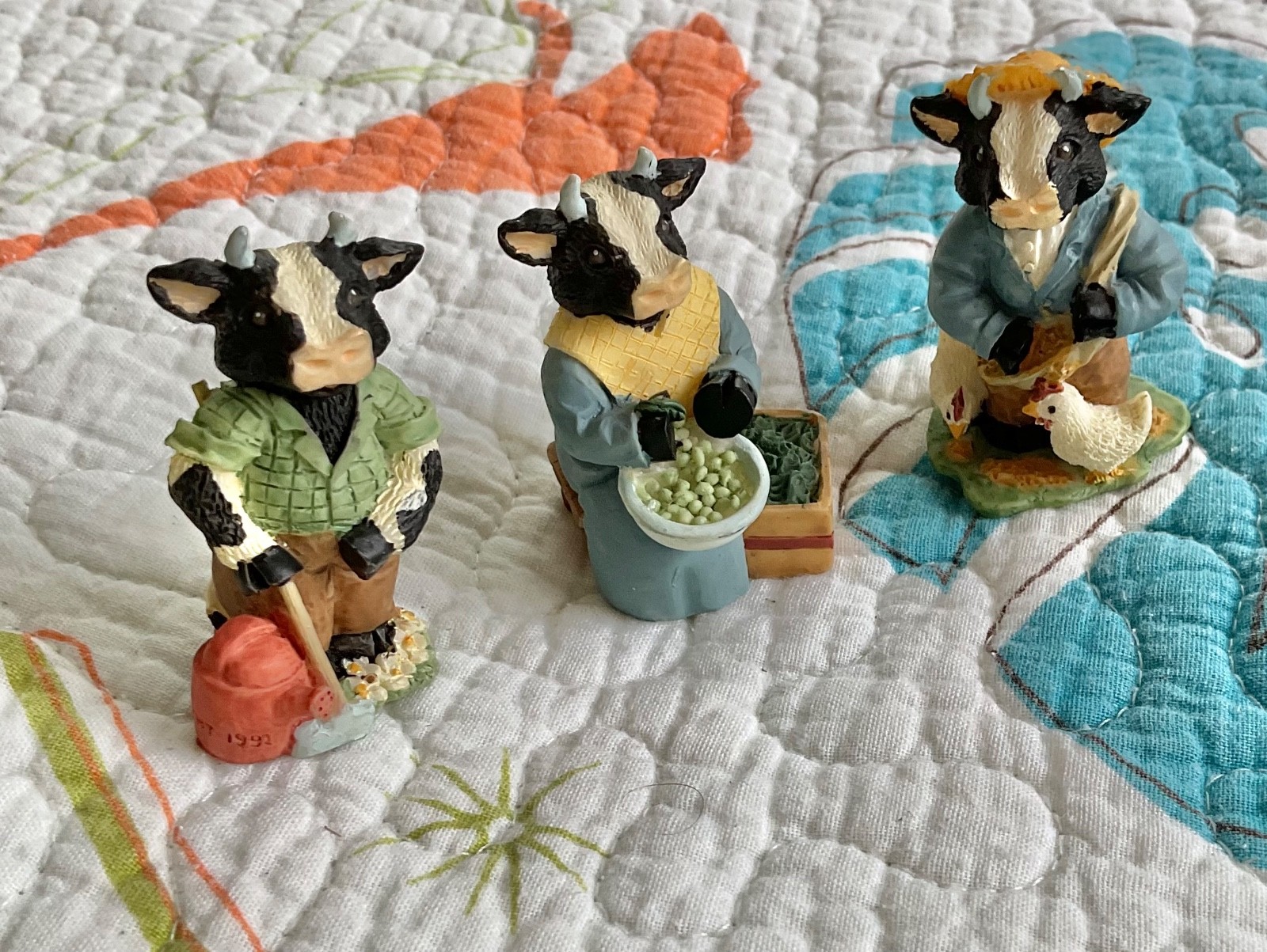 Lot of 9 Random Resin Cow Figurines, 1-3.5"!