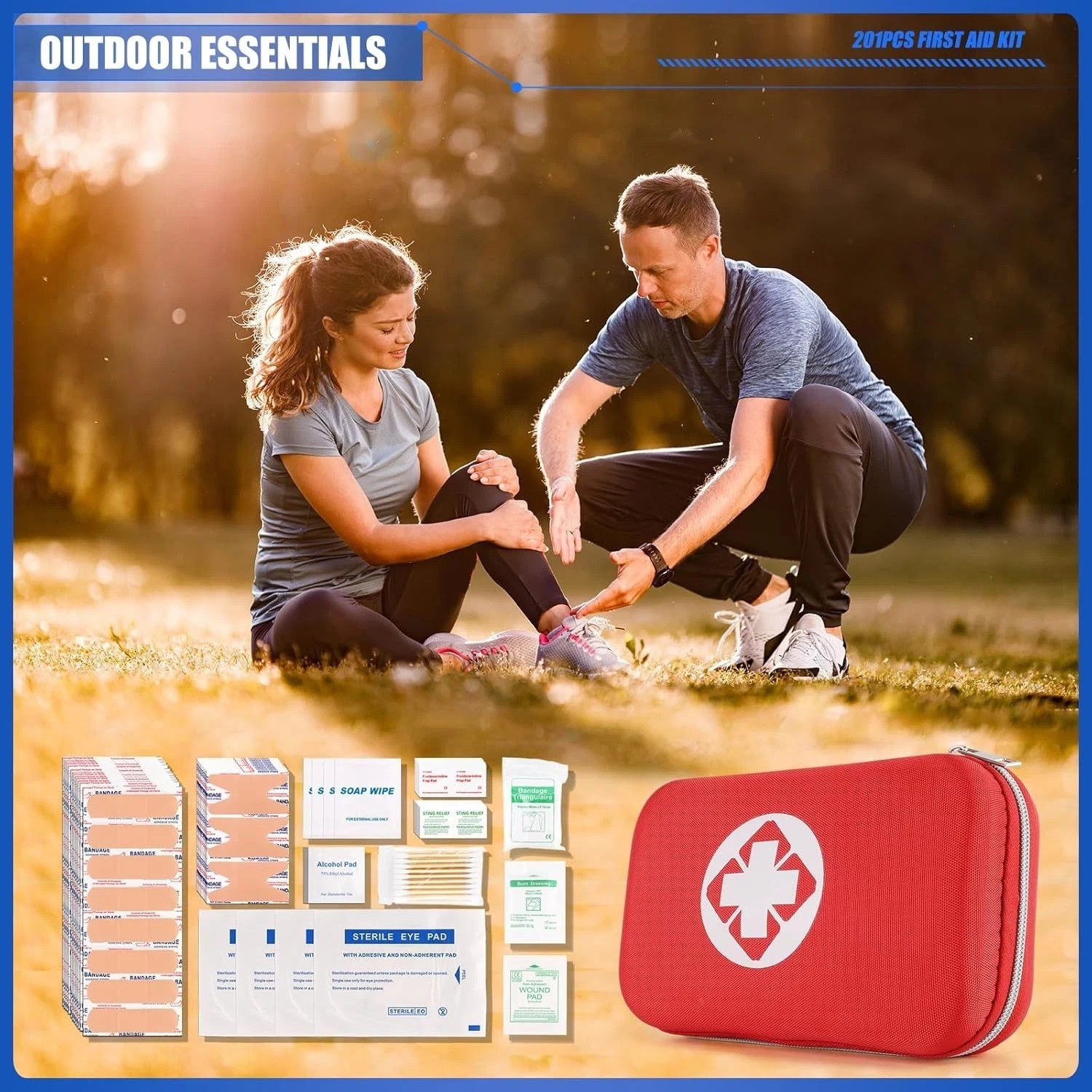 201 PCS First Aid Kit,Trauma Kit with Essential Emergency Medical Supplies
